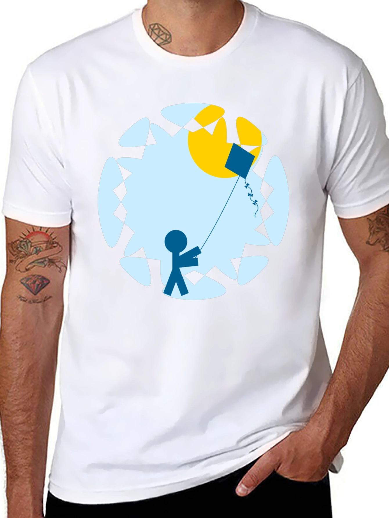 Kite Day Graphic Tee - Black Cotton T-Shirt