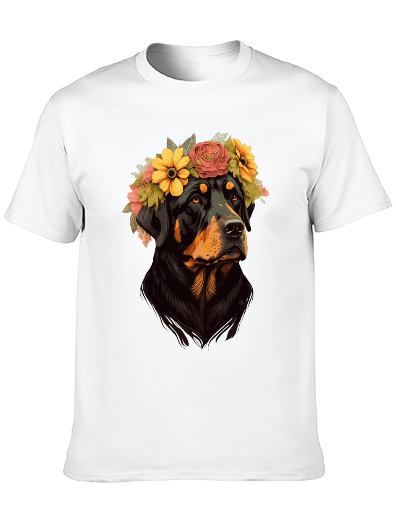 Rottweiler Floral Crown Graphic Tee