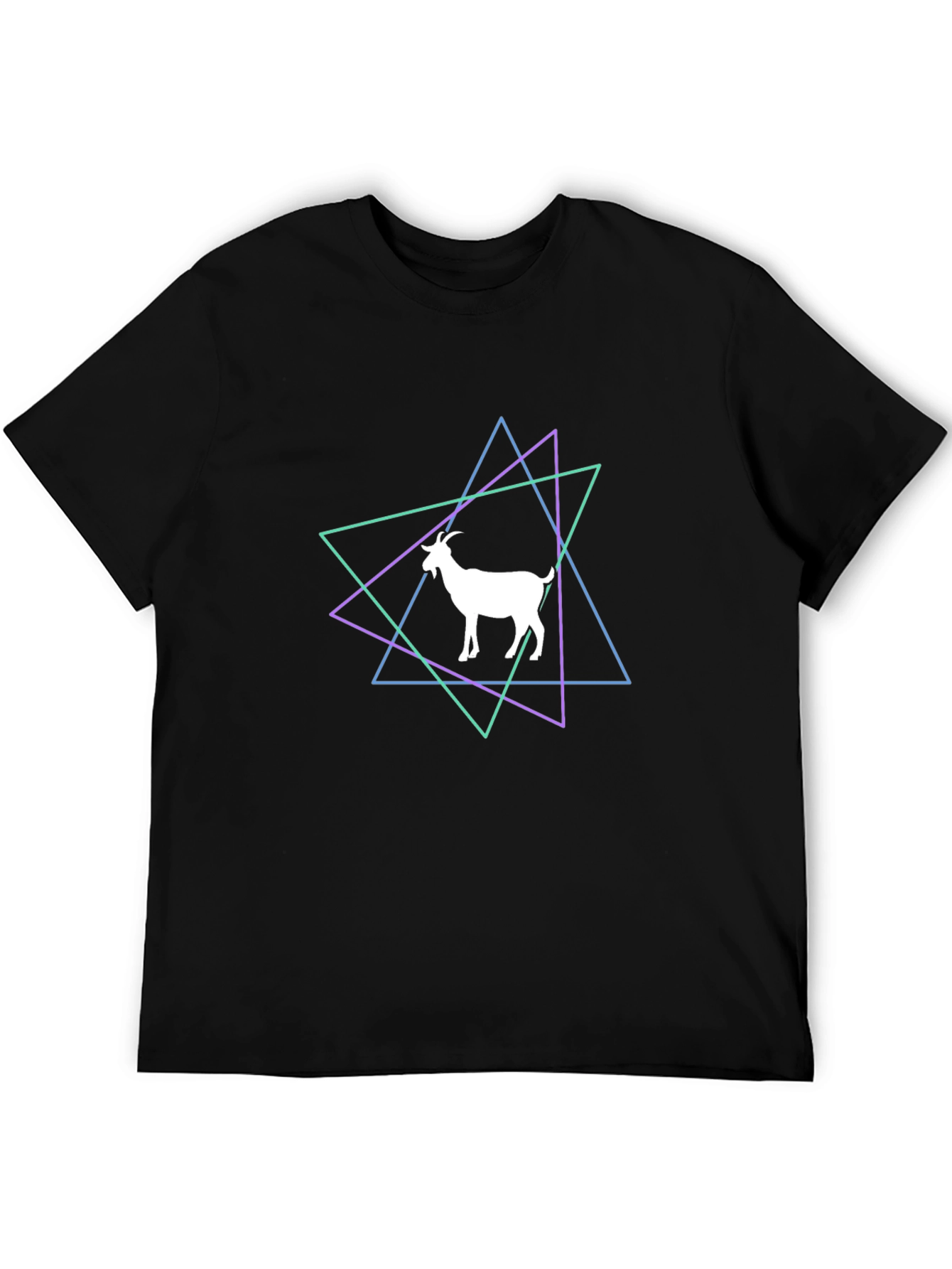 Geometric Goat Graphic Tee - Stylish Black T-Shirt