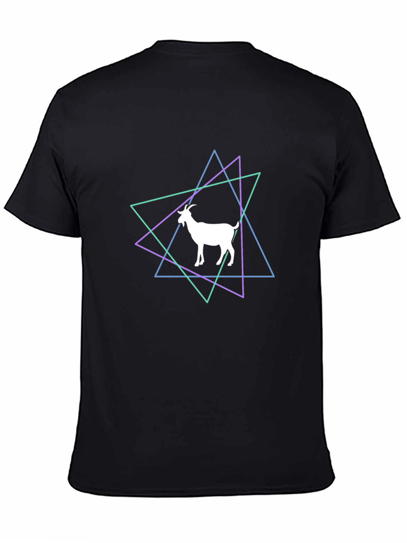 Geometric Goat Graphic Tee - Stylish Black T-Shirt