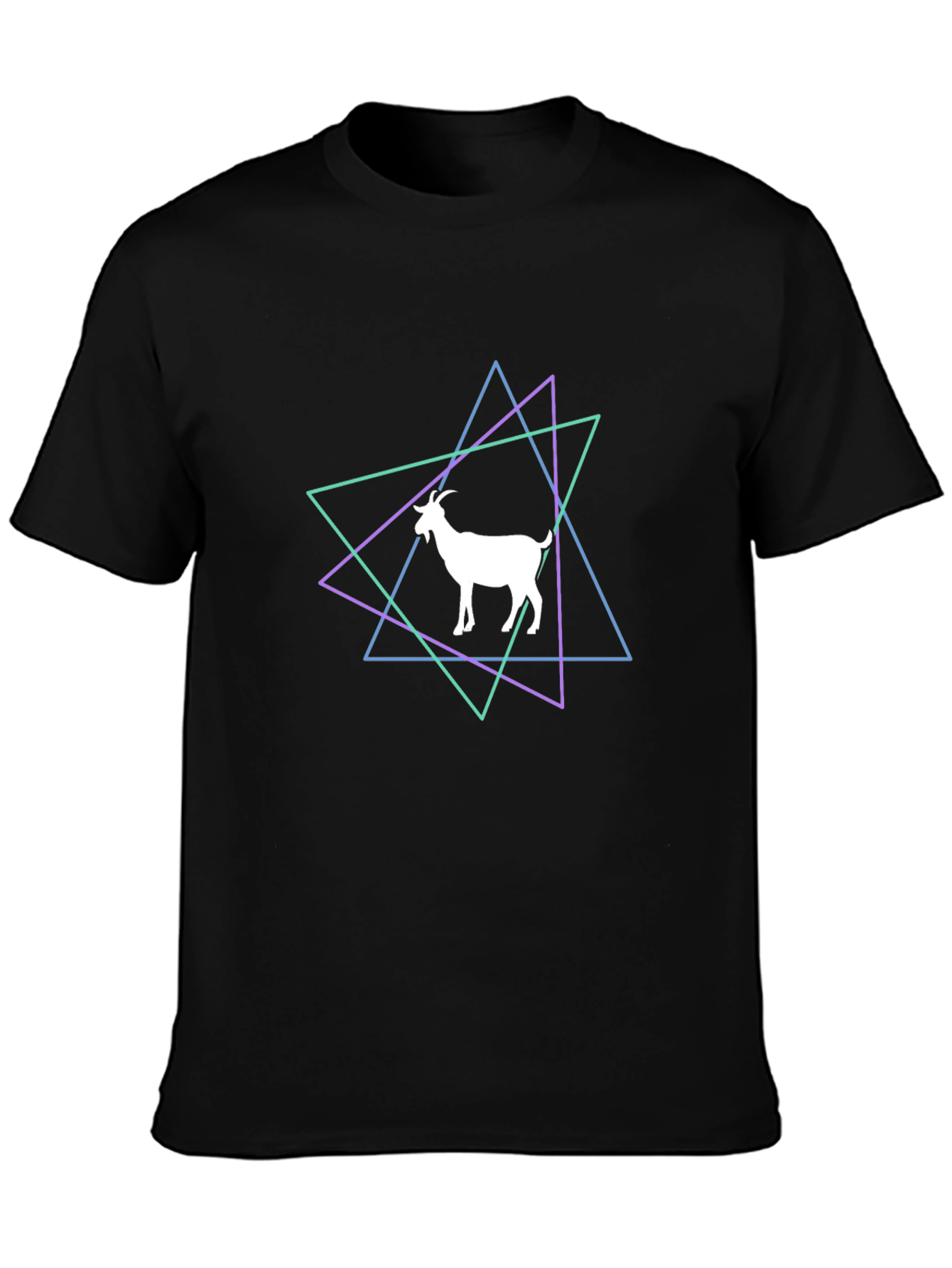 Geometric Goat Graphic Tee - Stylish Black T-Shirt