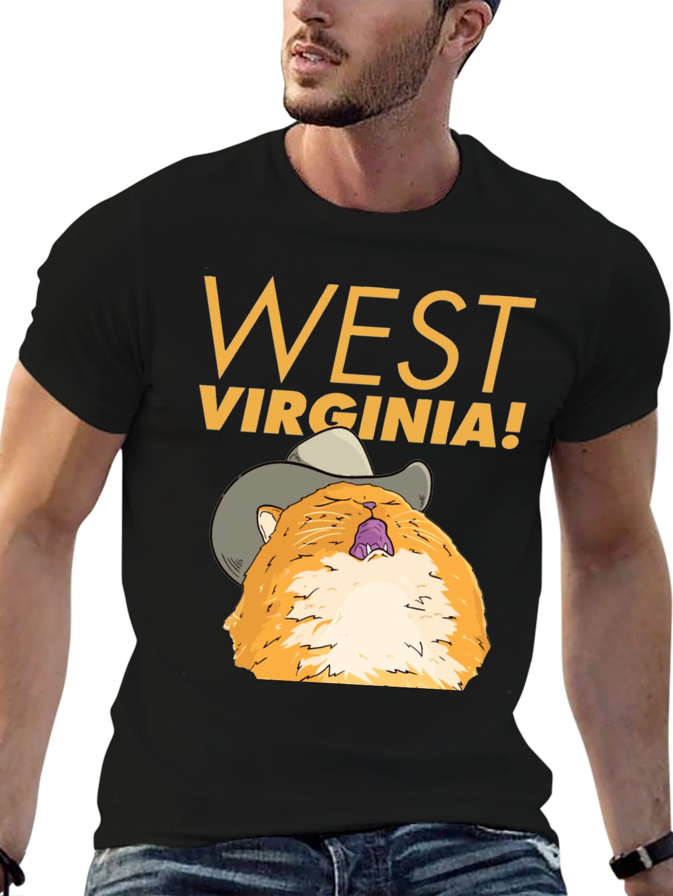 West Virginia Cat Cowboy Graphic Tee