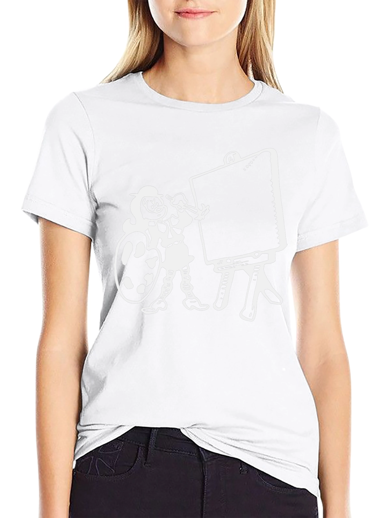 Artist Cartoon Graphic Tee - Black