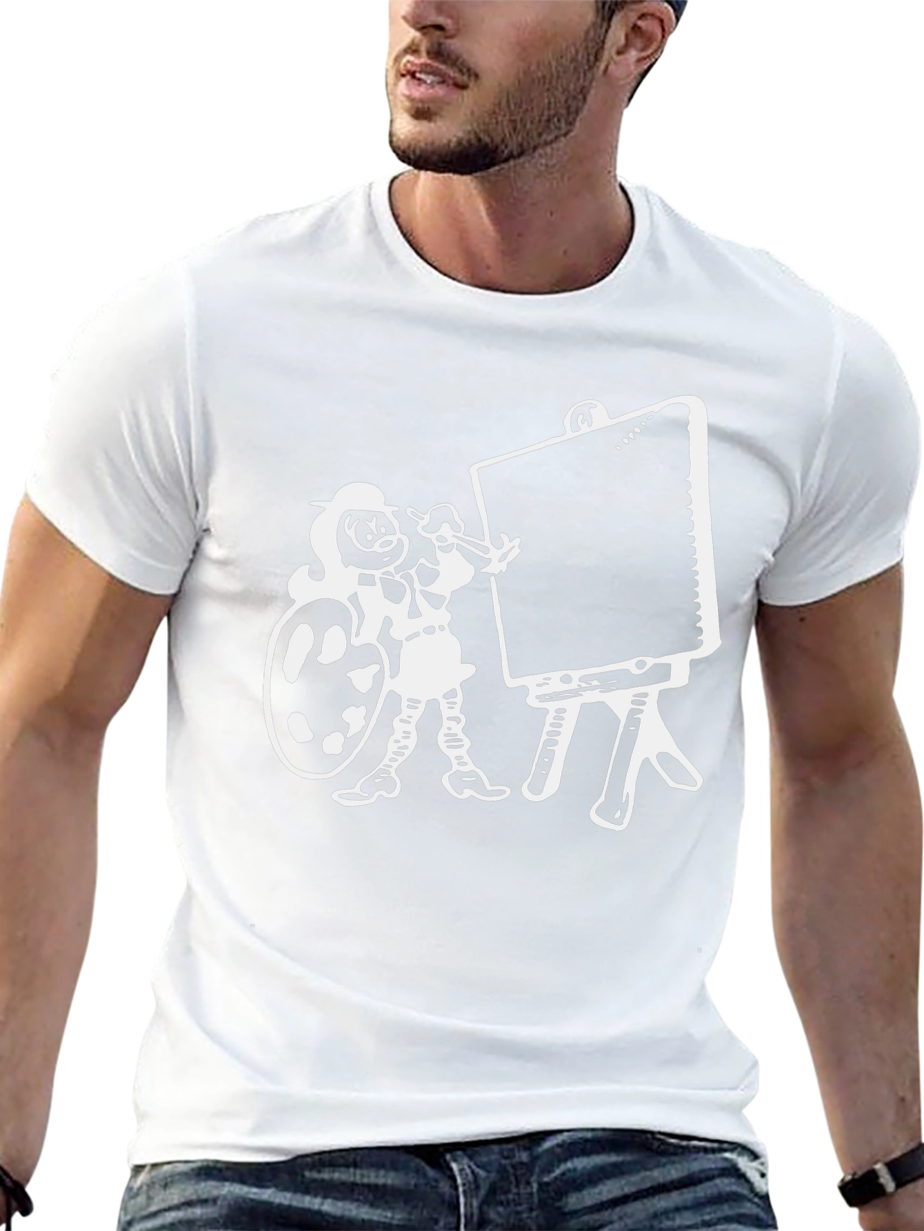 Artist Cartoon Graphic Tee - Black