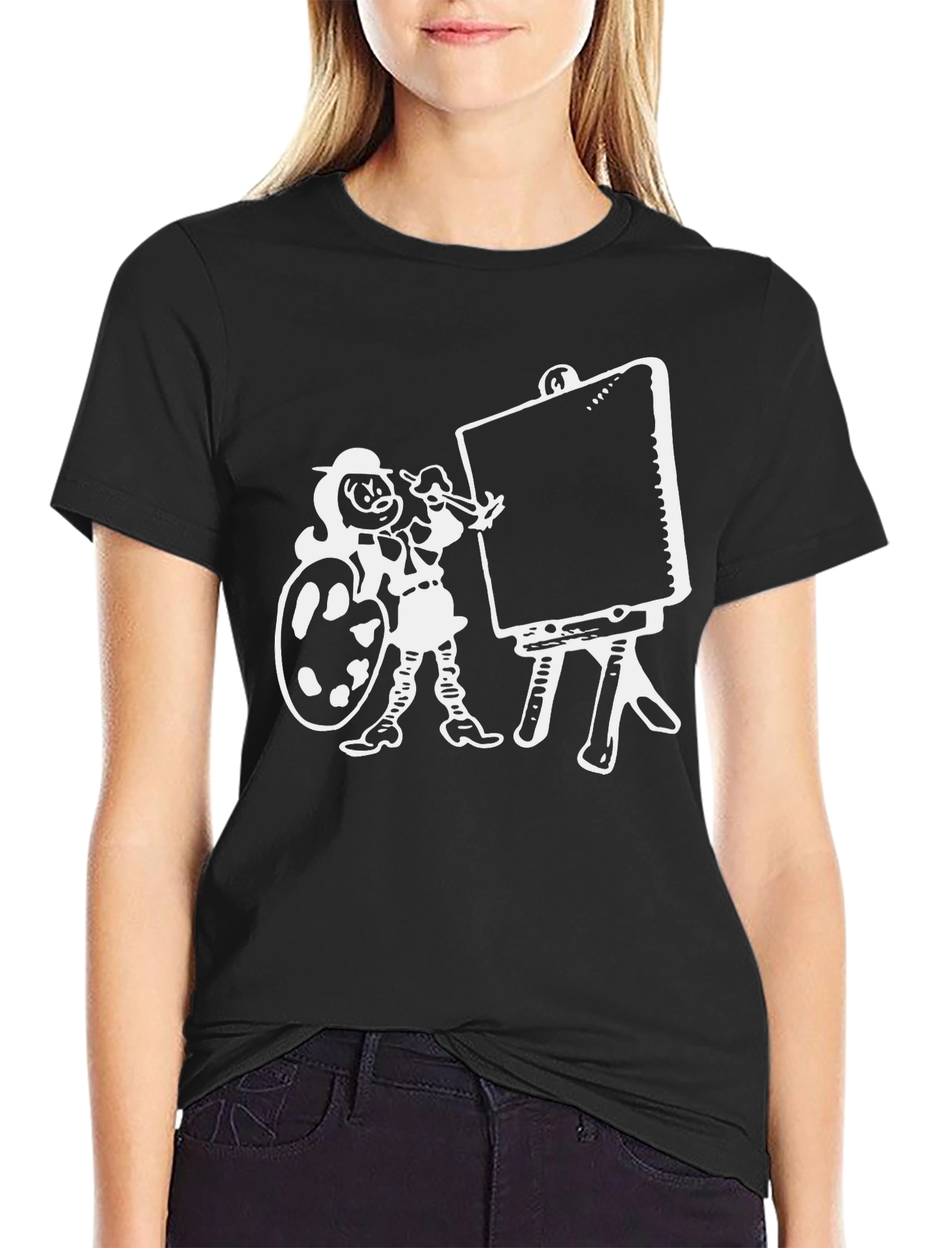 Artist Cartoon Graphic Tee - Black