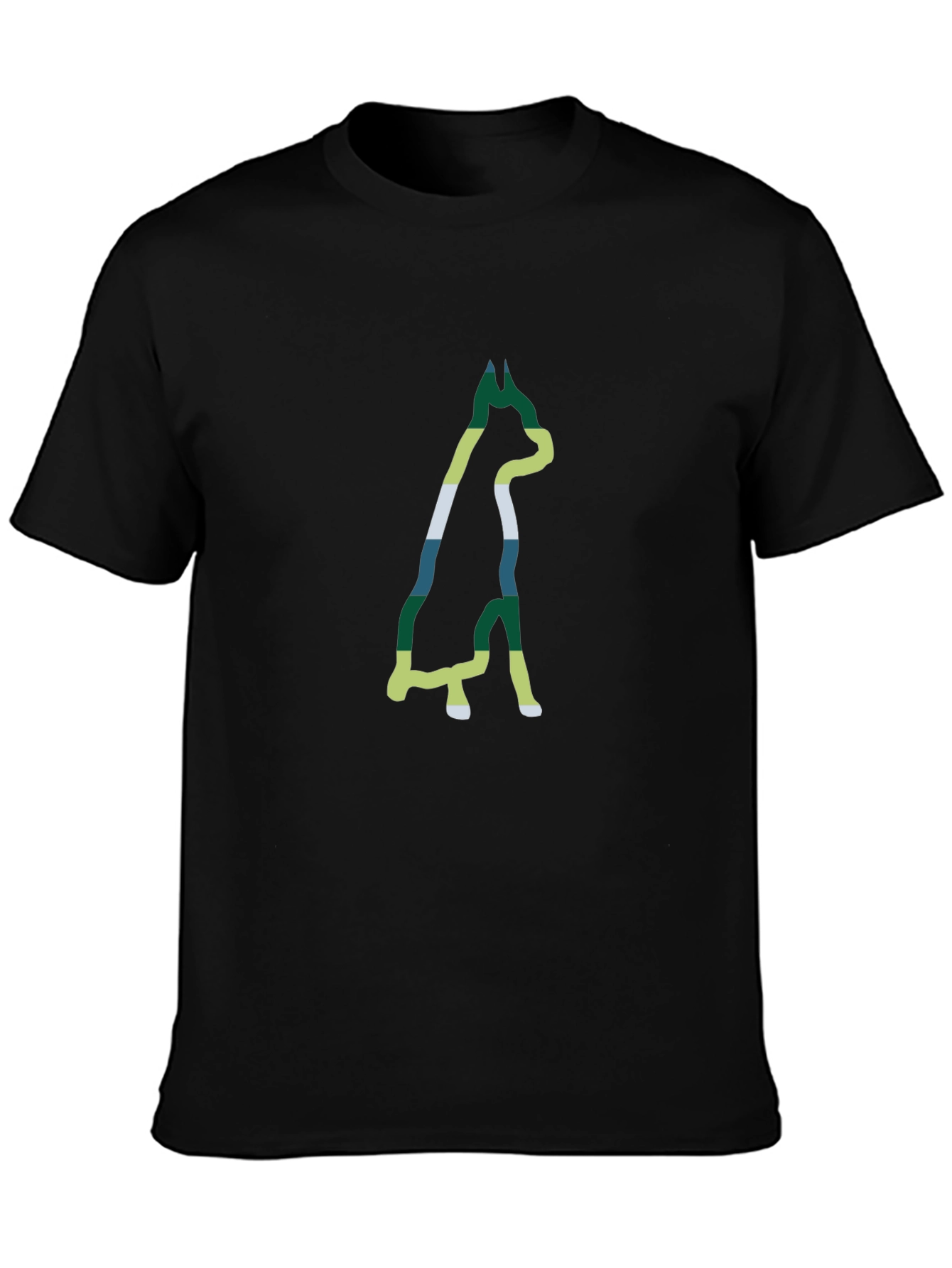 Dog Outline Graphic Print Black T-Shirt
