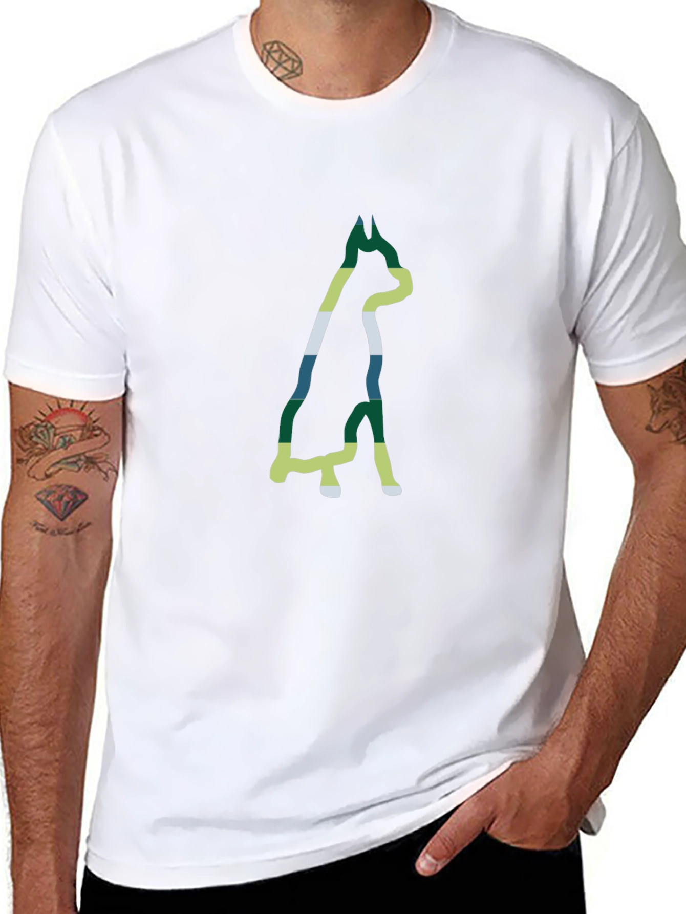 Dog Outline Graphic Print Black T-Shirt