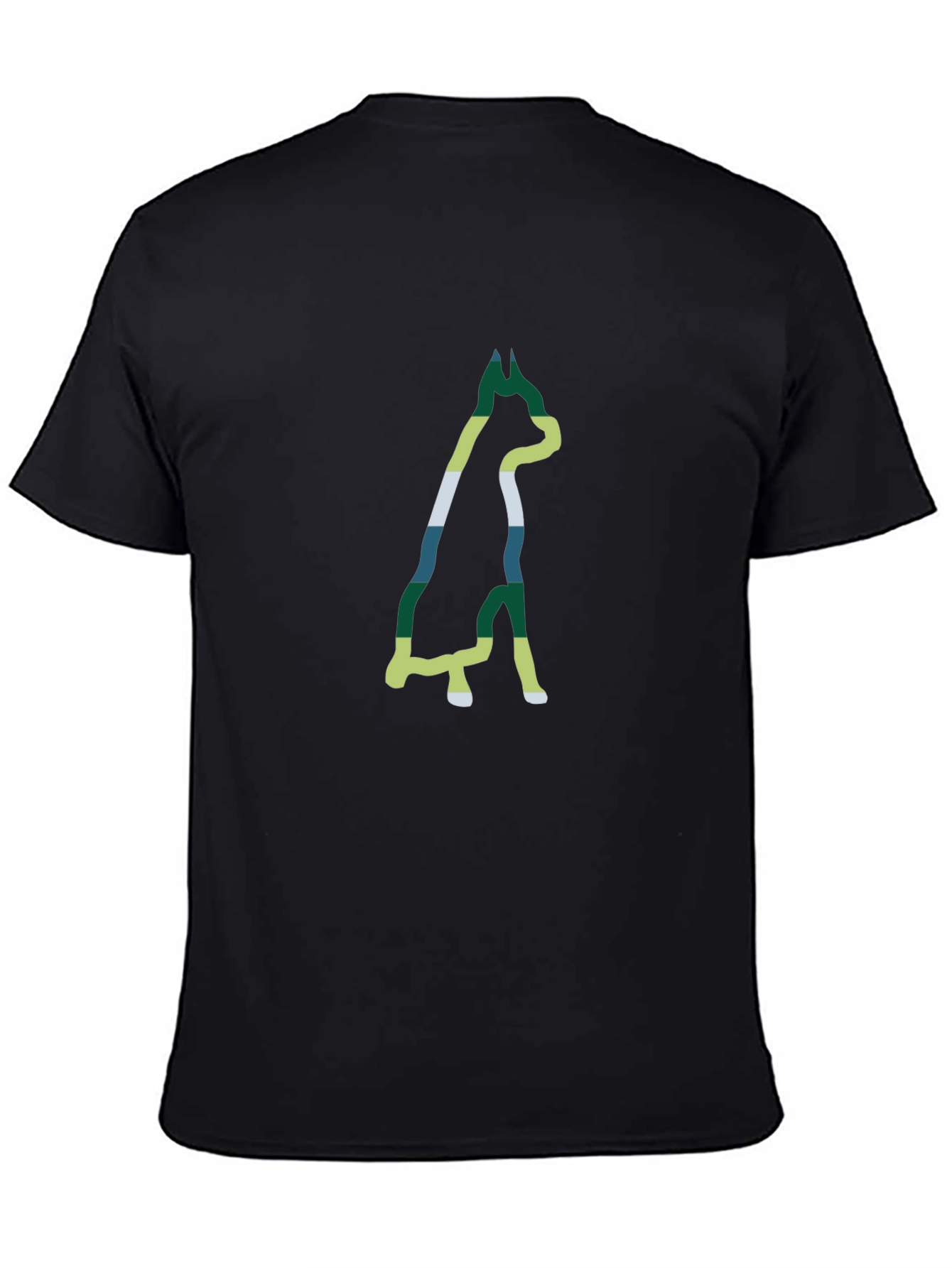 Dog Outline Graphic Print Black T-Shirt