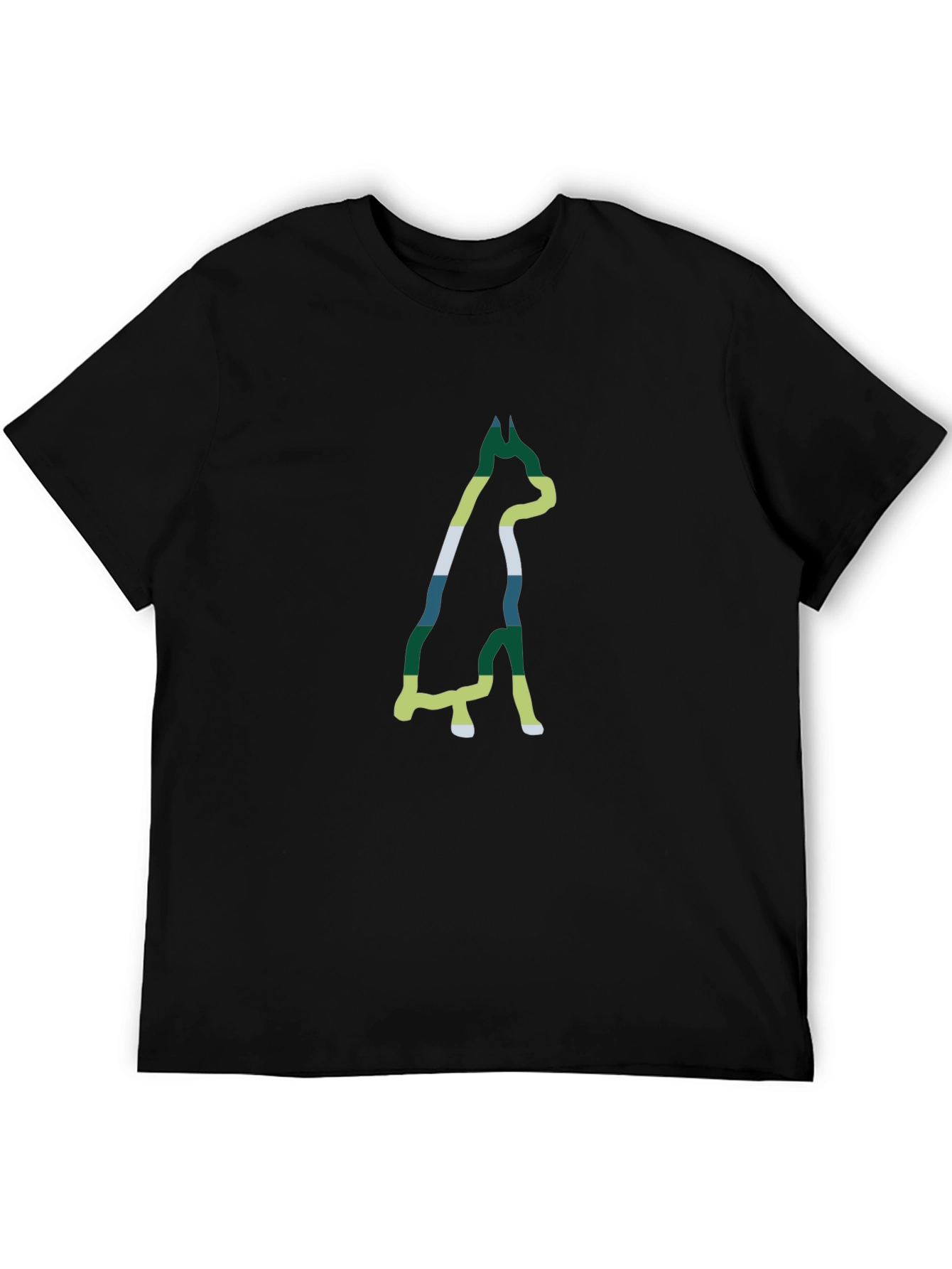 Dog Outline Graphic Print Black T-Shirt