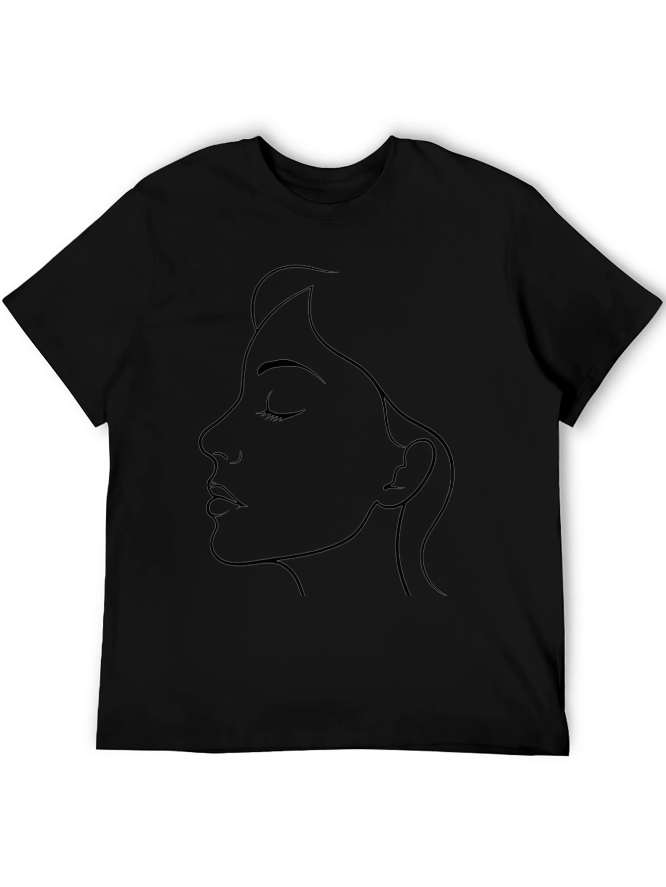 Minimalist Woman Portrait Black T-Shirt