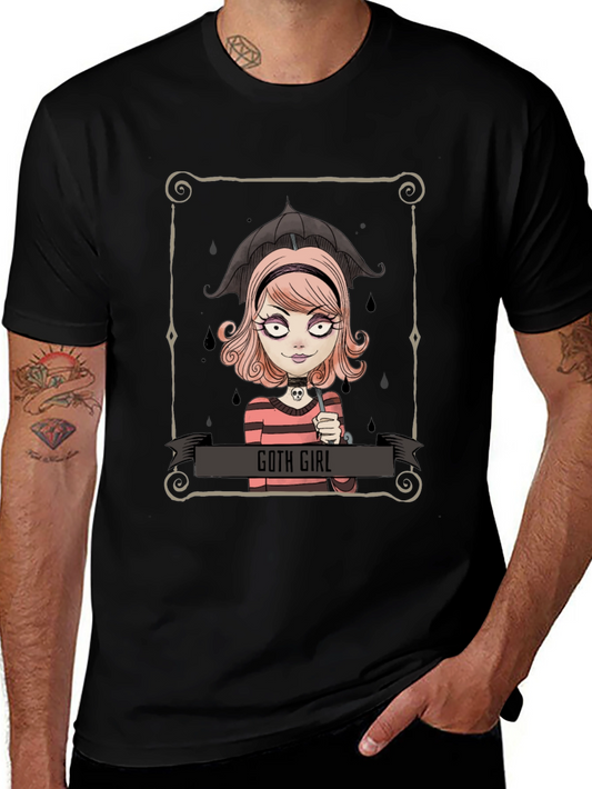Goth Girl Tee - Cartoon Graphic T-Shirt