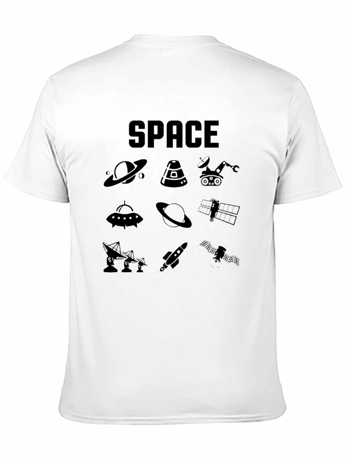 Space Graphic Print Black T-Shirt