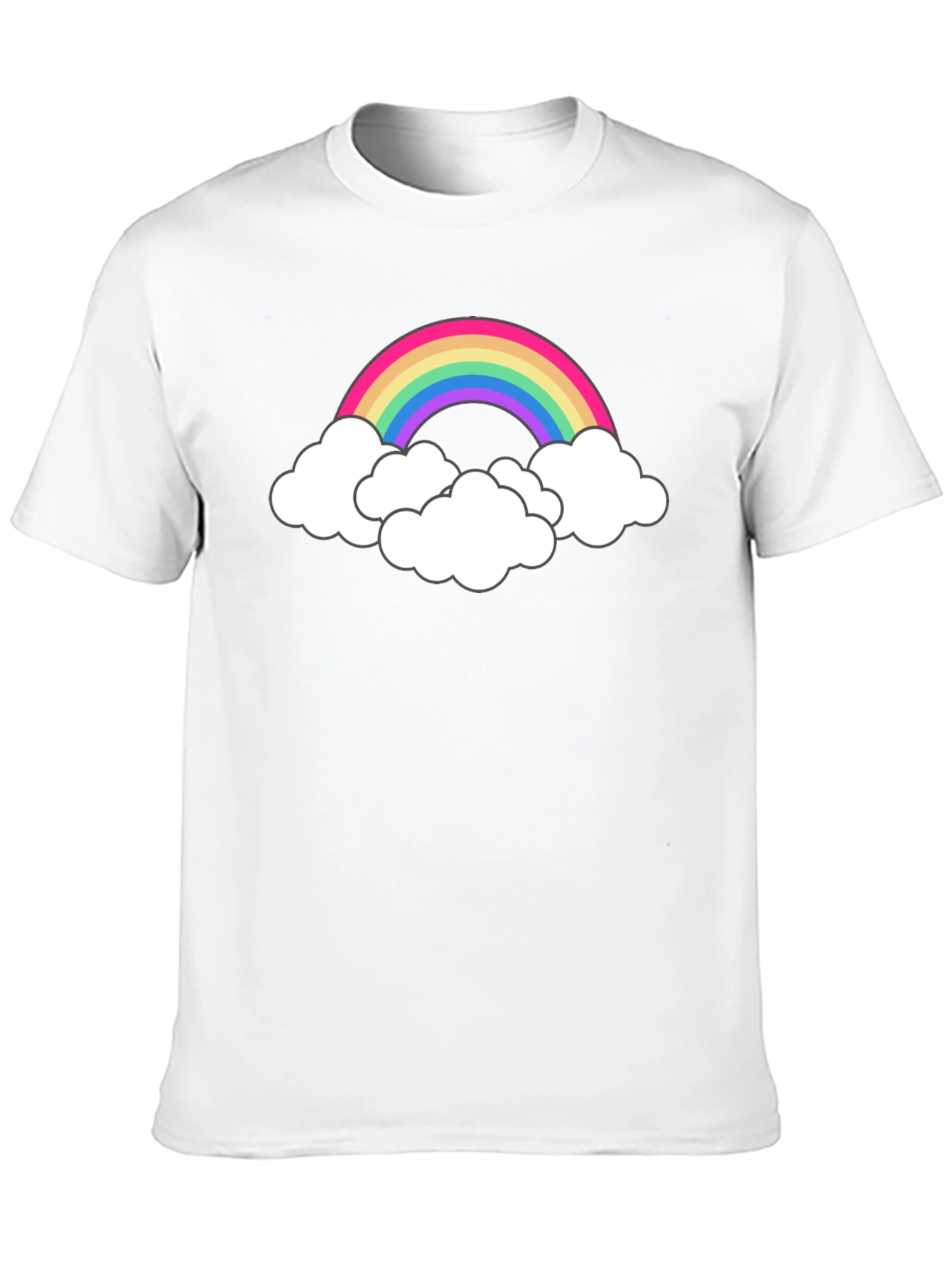 Rainbow Cloud Graphic Tee - Black Cotton T-Shirt