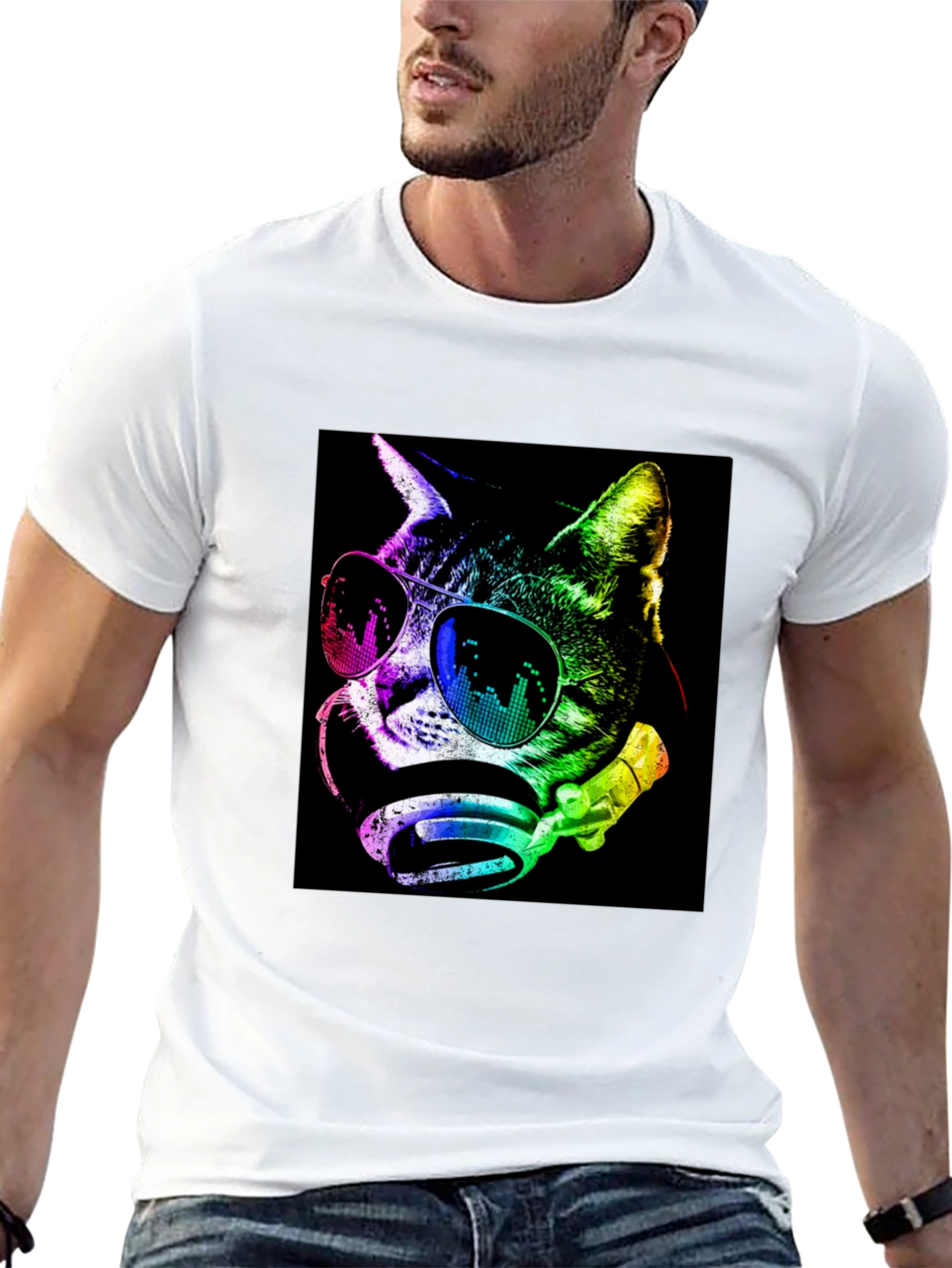 Cool Cat Graphic Tee - Trendy Black T-Shirt