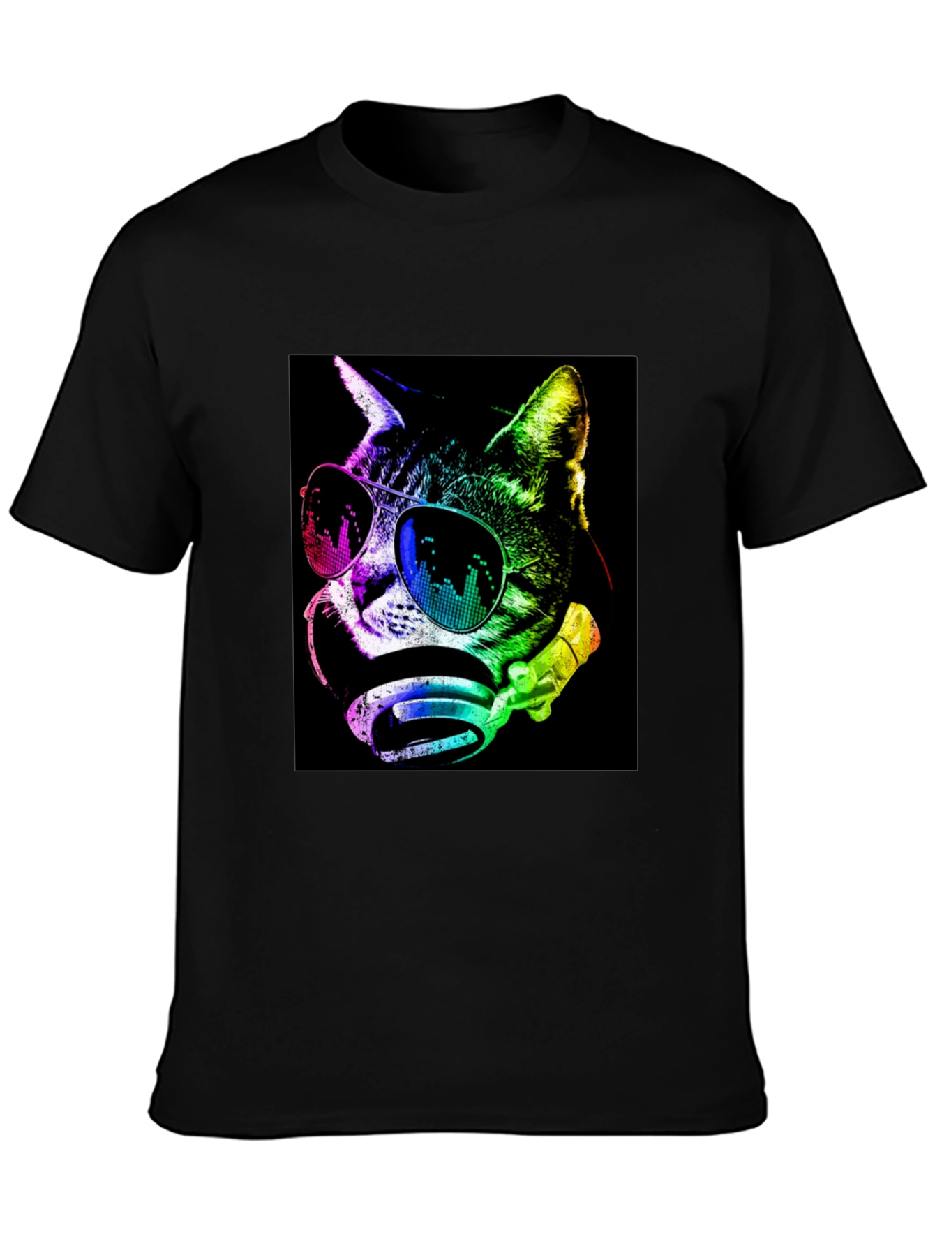 Cool Cat Graphic Tee - Trendy Black T-Shirt