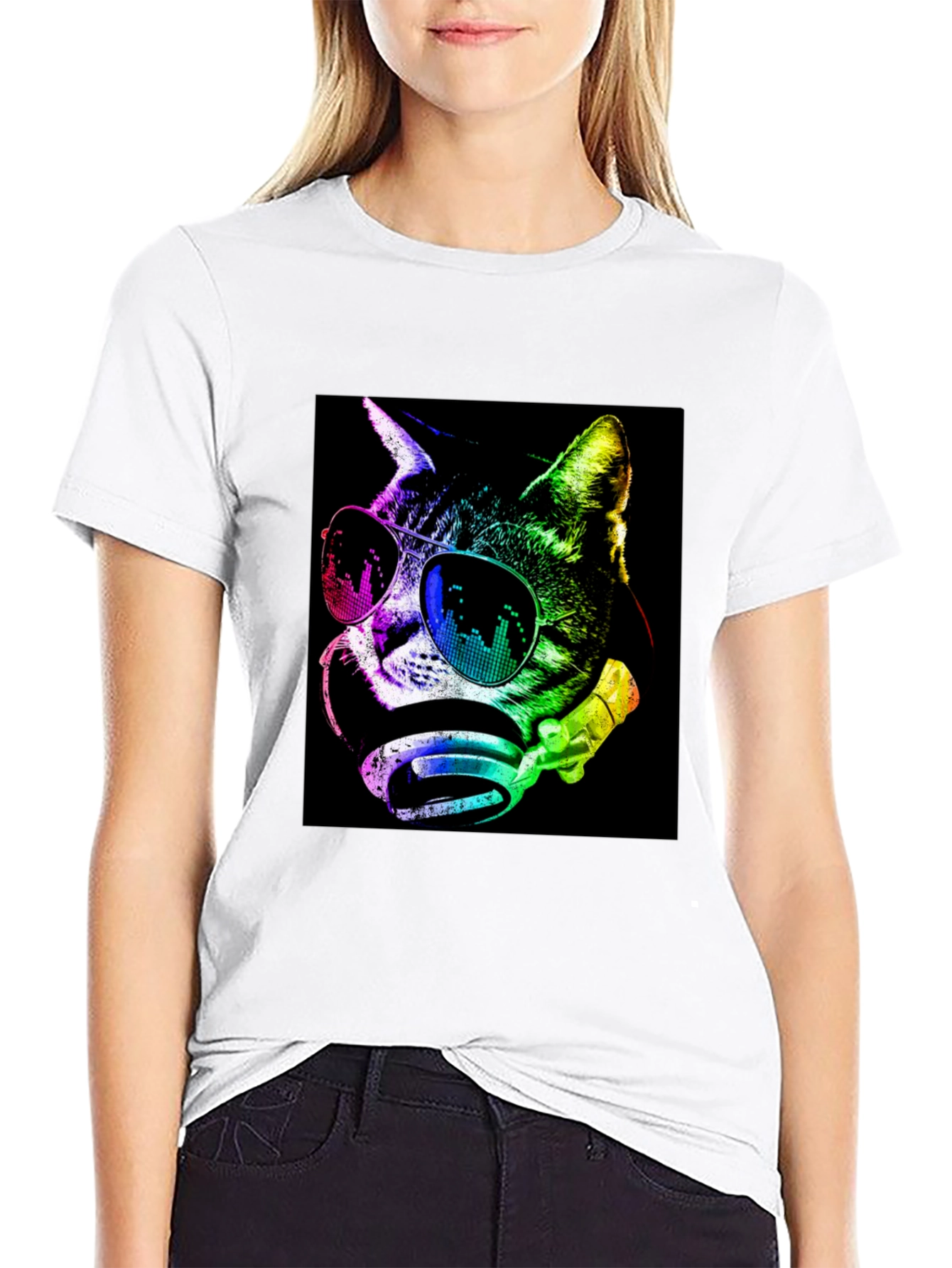 Cool Cat Graphic Tee - Trendy Black T-Shirt