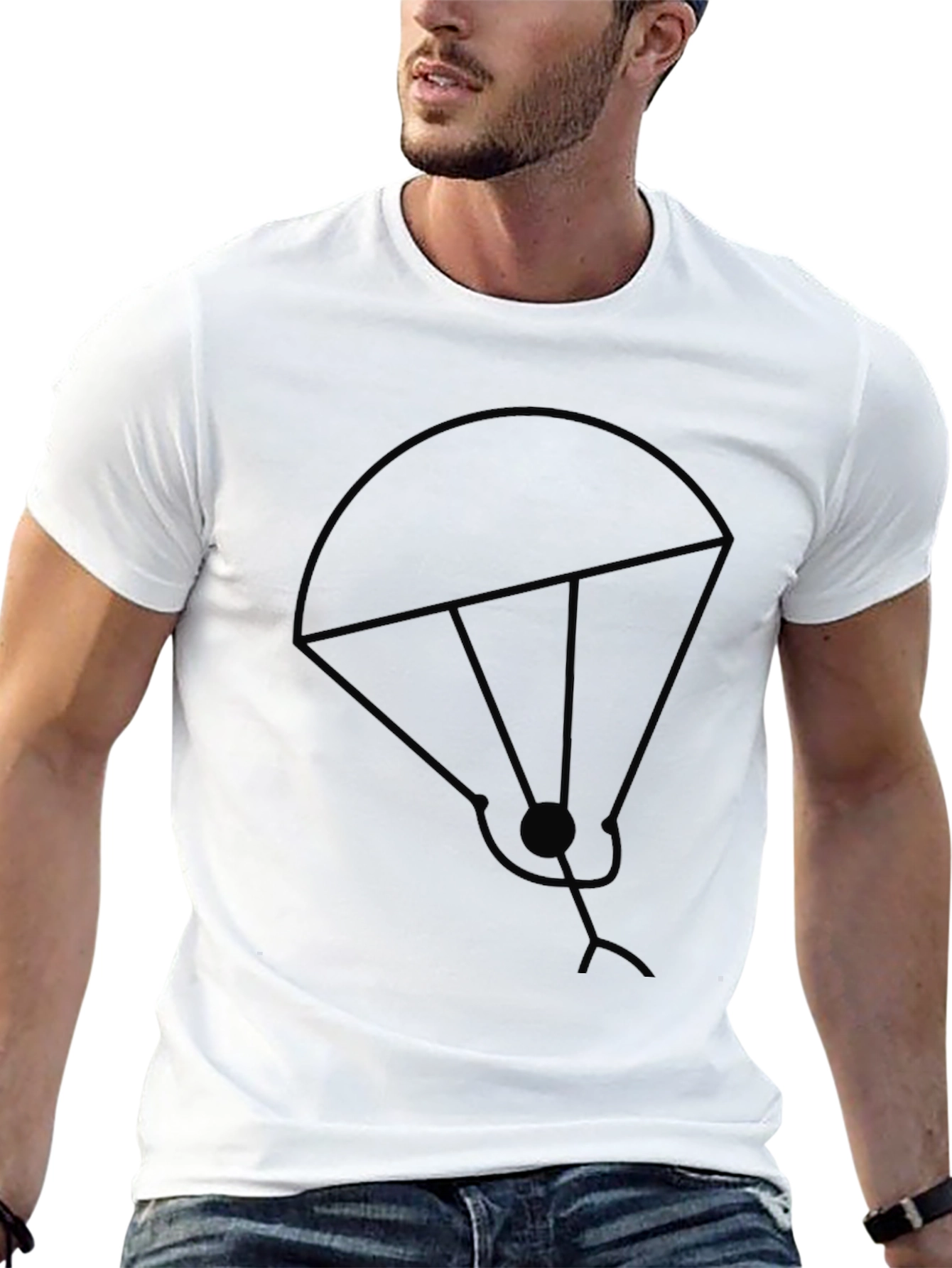 Black Parachute Graphic Tee - Skydiving Shirt