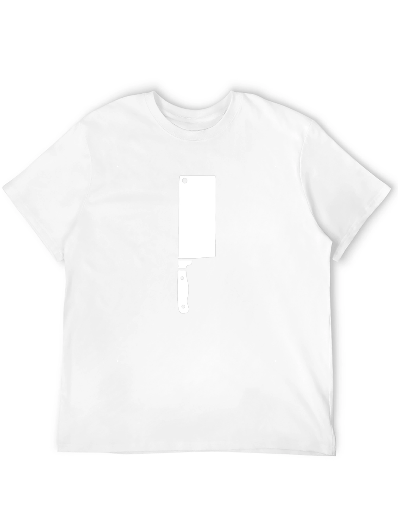 Black T-Shirt with White Meat Cleaver Graphic Print