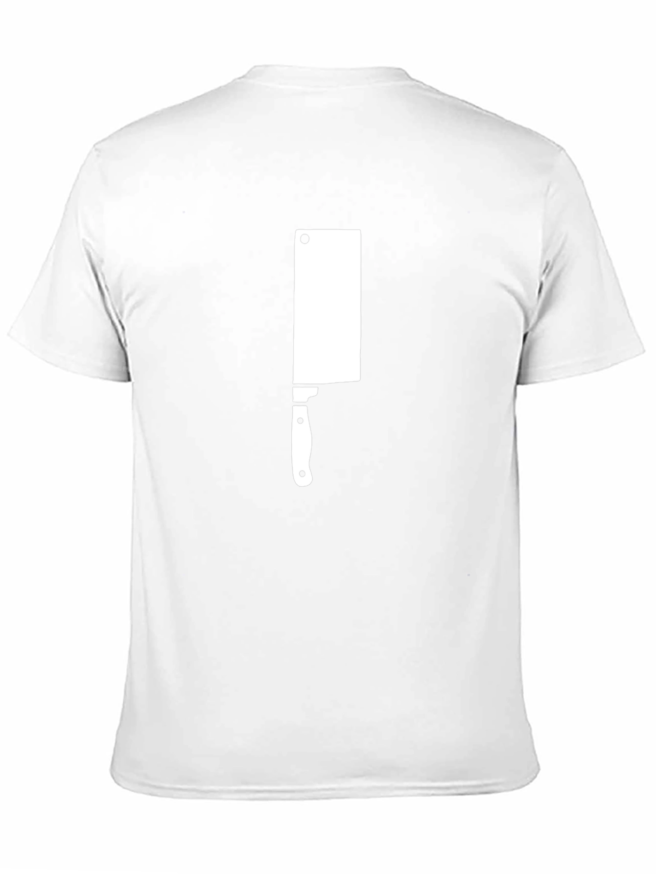 Black T-Shirt with White Meat Cleaver Graphic Print