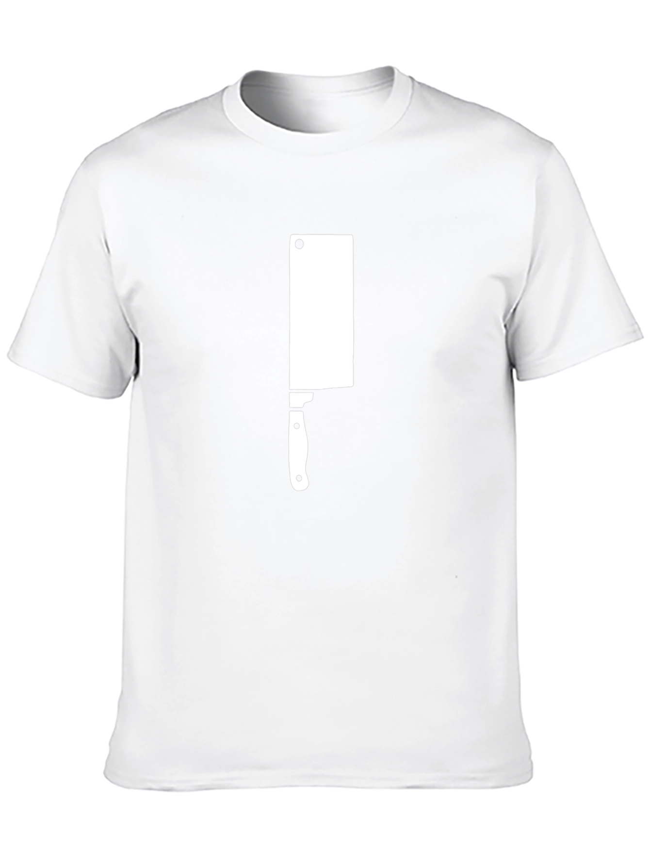 Black T-Shirt with White Meat Cleaver Graphic Print