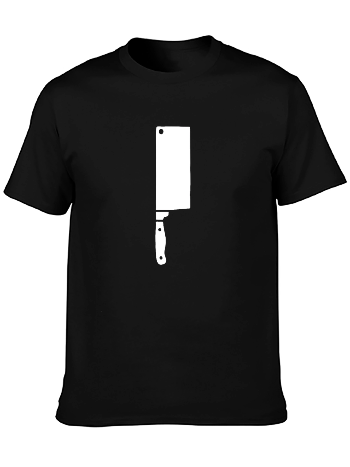 Black T-Shirt with White Meat Cleaver Graphic Print