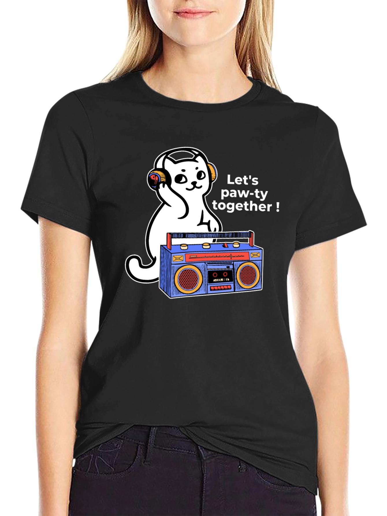 Cat DJ Graphic T-Shirt - Lets Paw-ty!