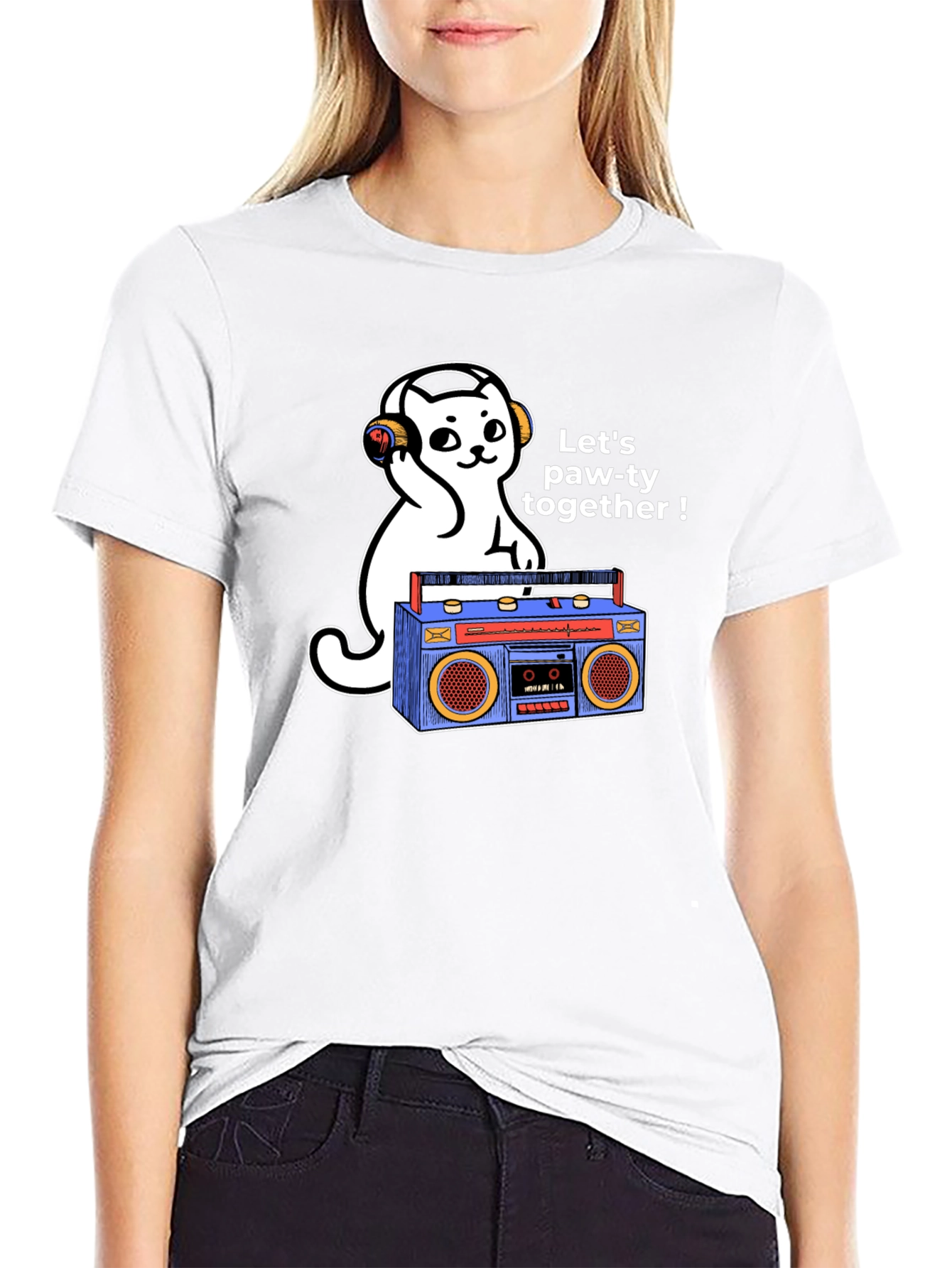 Cat DJ Graphic T-Shirt - Lets Paw-ty!