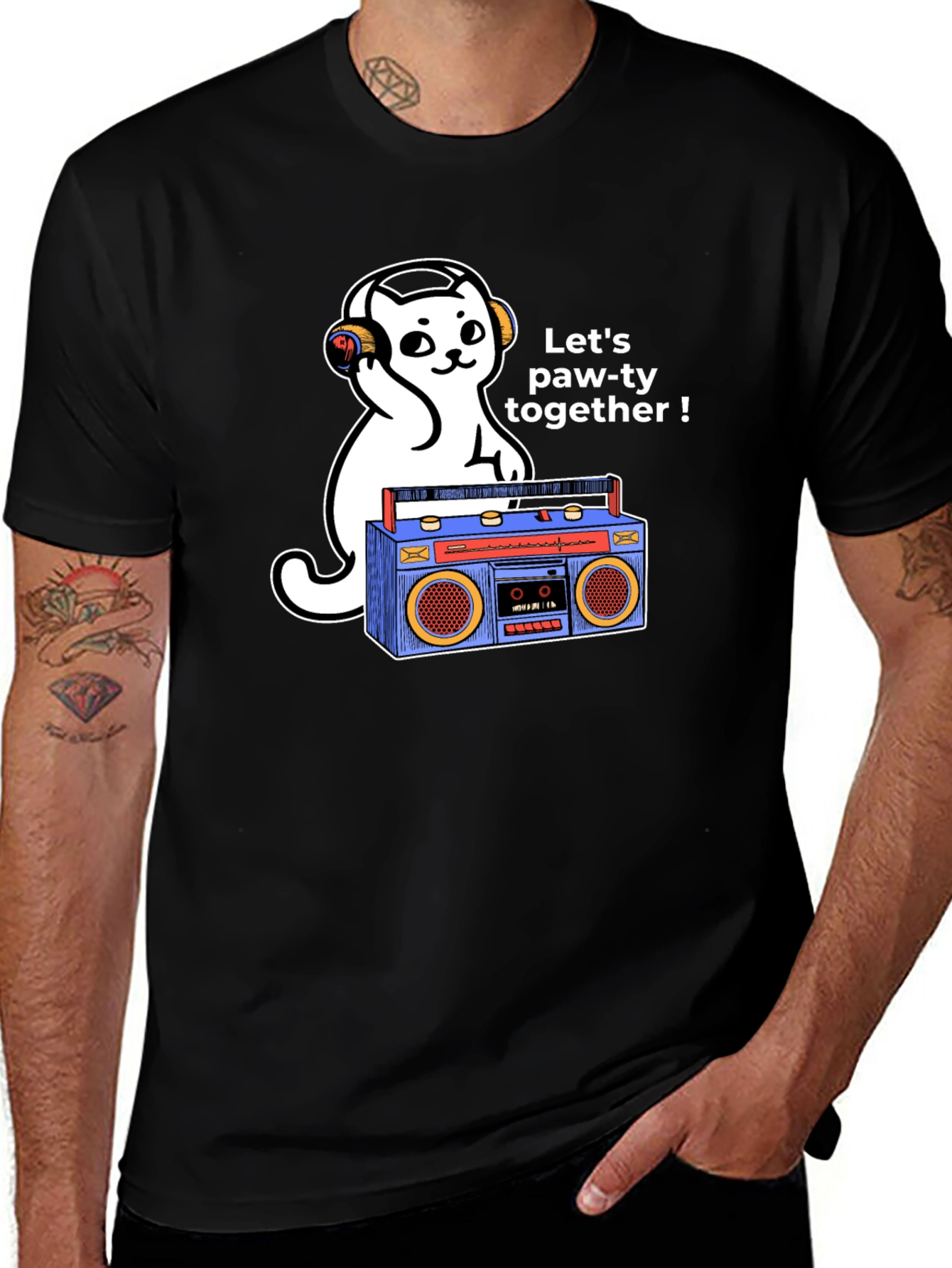 Cat DJ Graphic T-Shirt - Lets Paw-ty!