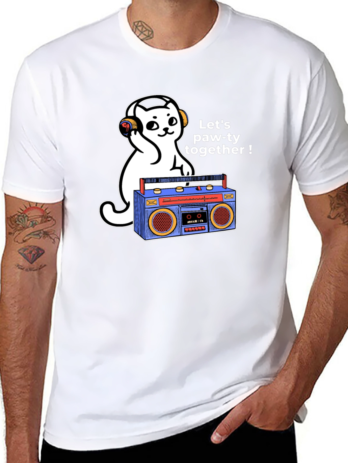 Cat DJ Graphic T-Shirt - Lets Paw-ty!