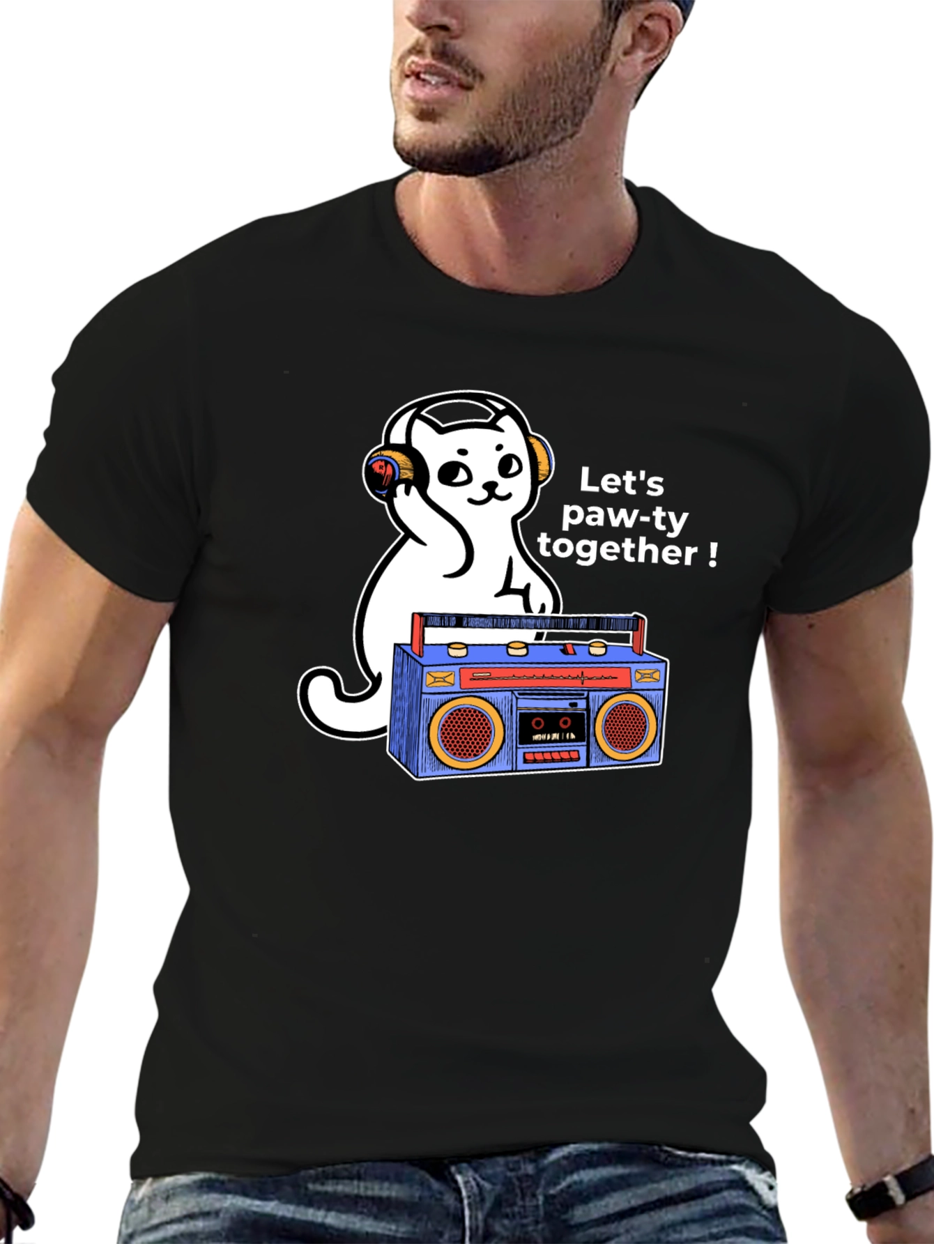 Cat DJ Graphic T-Shirt - Lets Paw-ty!