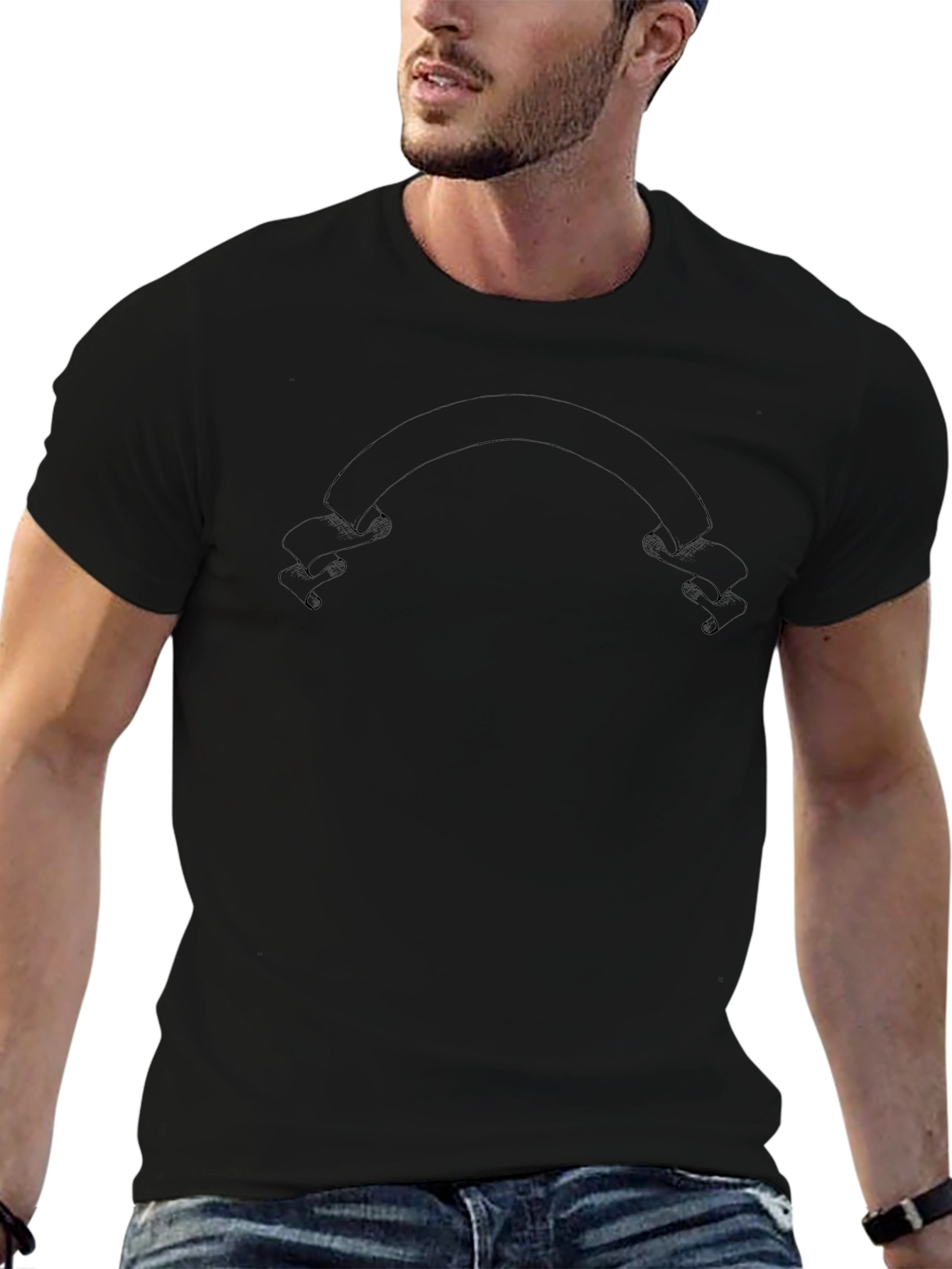 Black Mens Graphic Tee - Customizable Banner Design