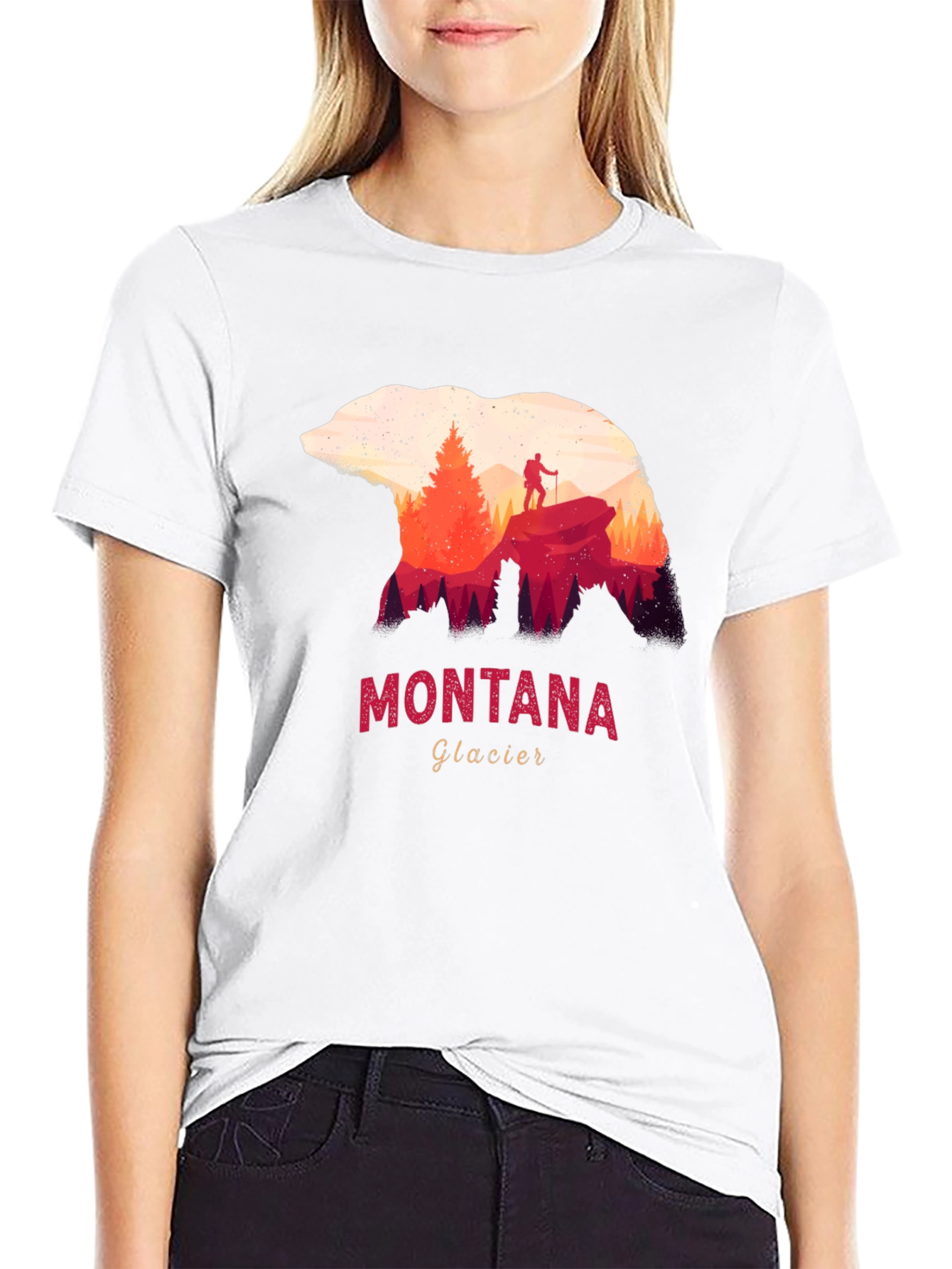 Montana Glacier Bear Silhouette Graphic T-Shirt
