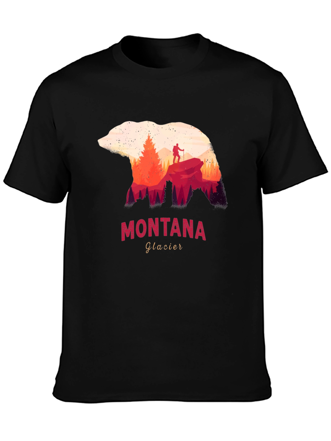 Montana Glacier Bear Silhouette Graphic T-Shirt