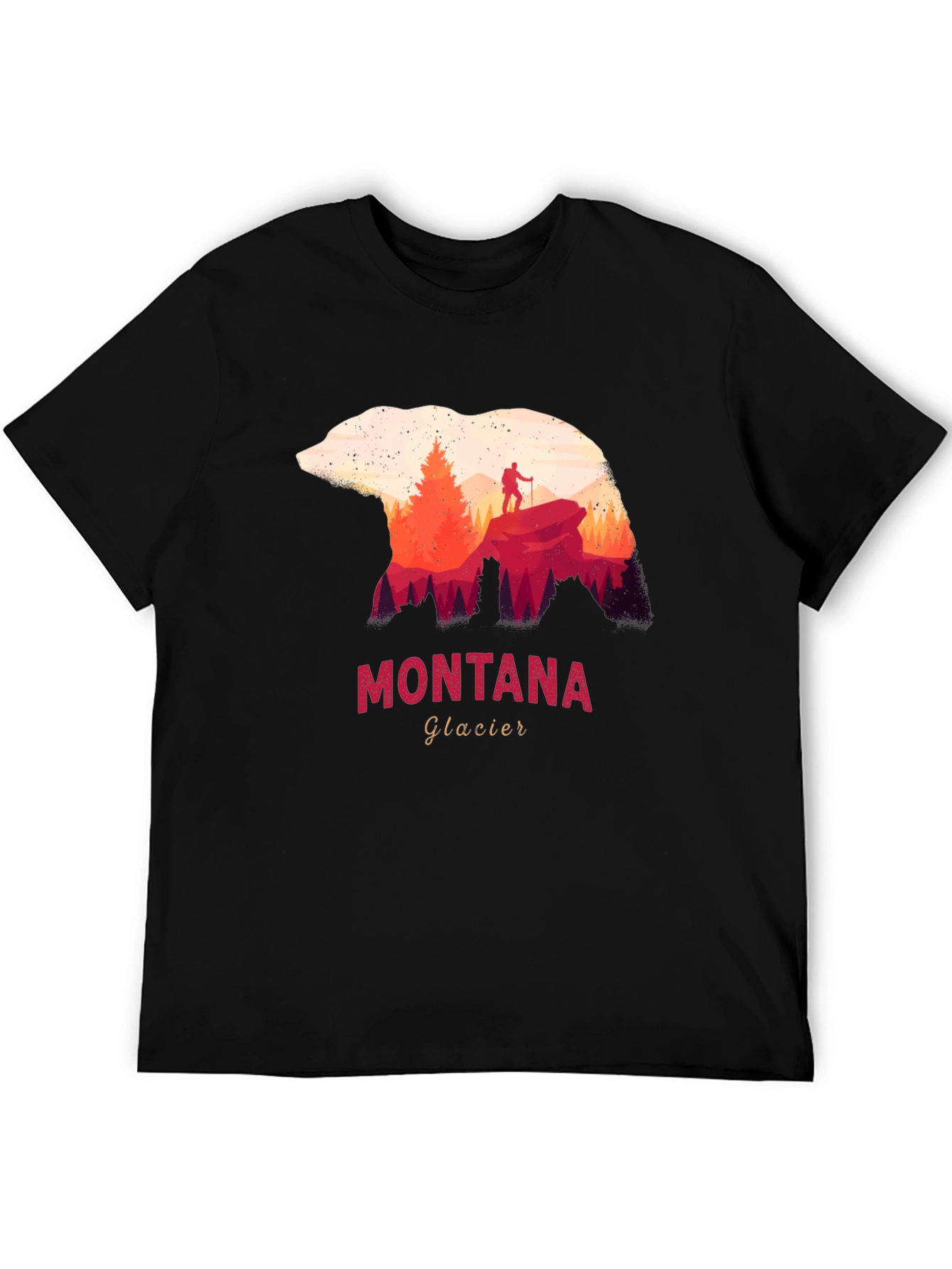 Montana Glacier Bear Silhouette Graphic T-Shirt