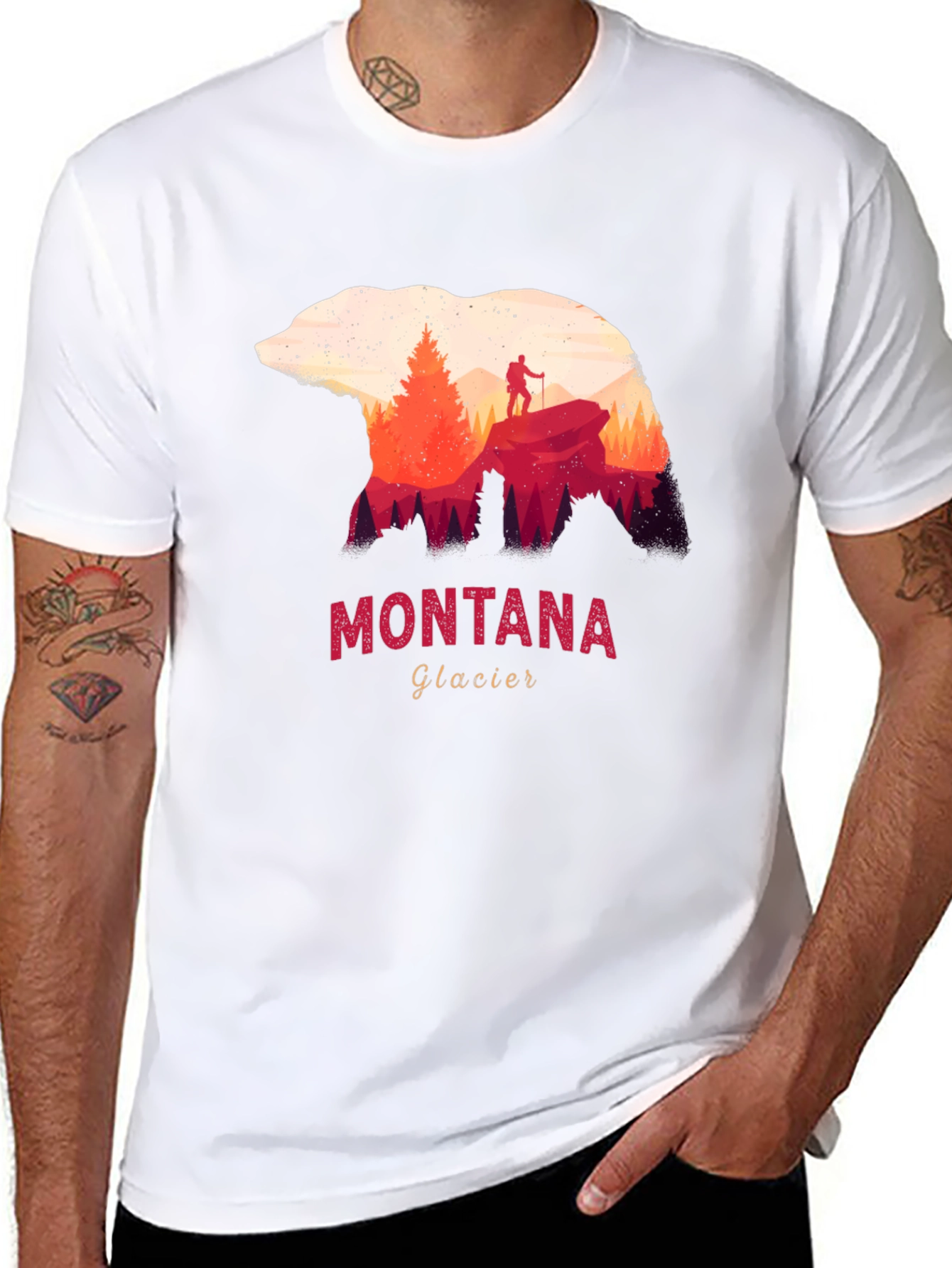 Montana Glacier Bear Silhouette Graphic T-Shirt