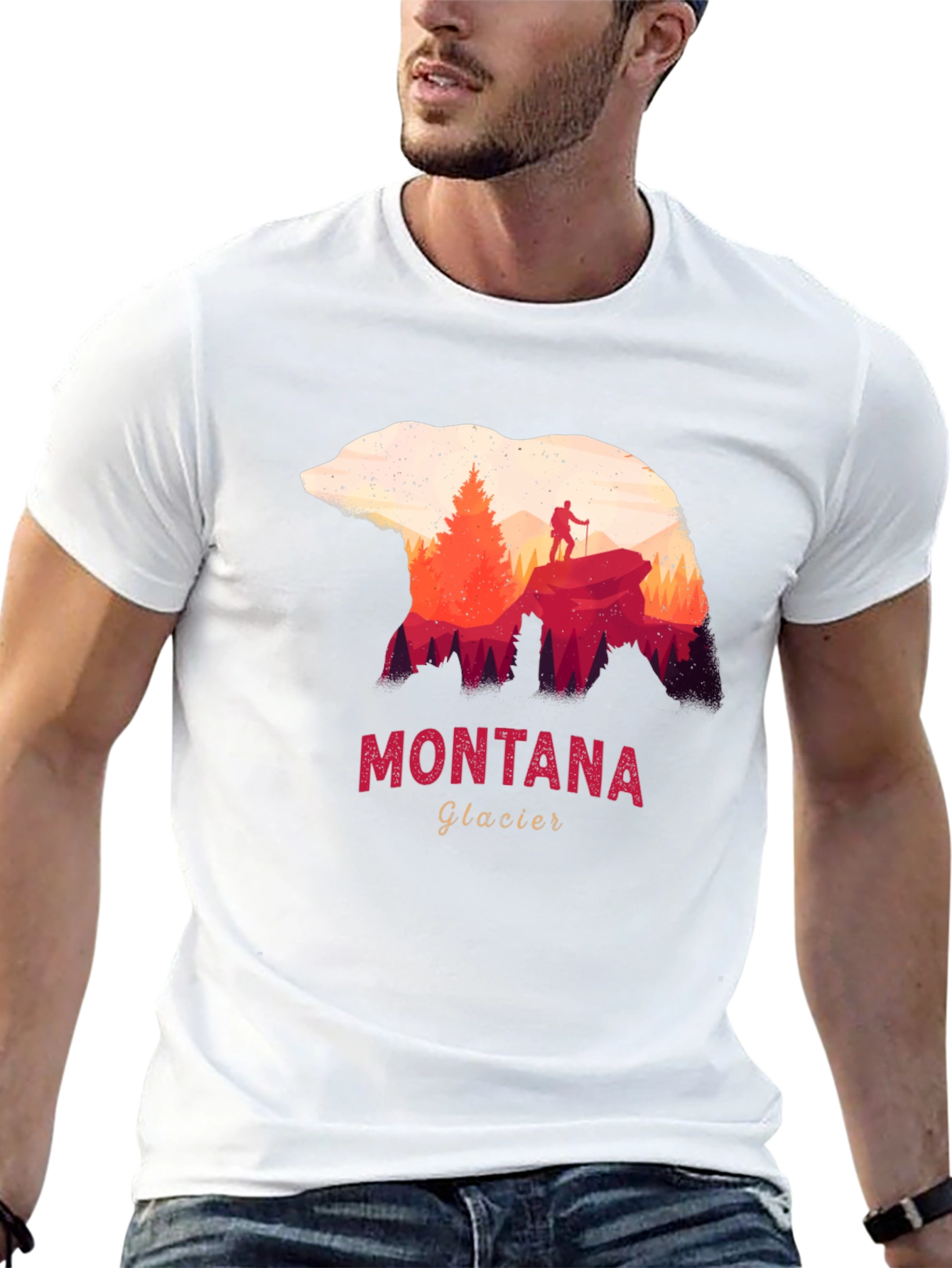 Montana Glacier Bear Silhouette Graphic T-Shirt