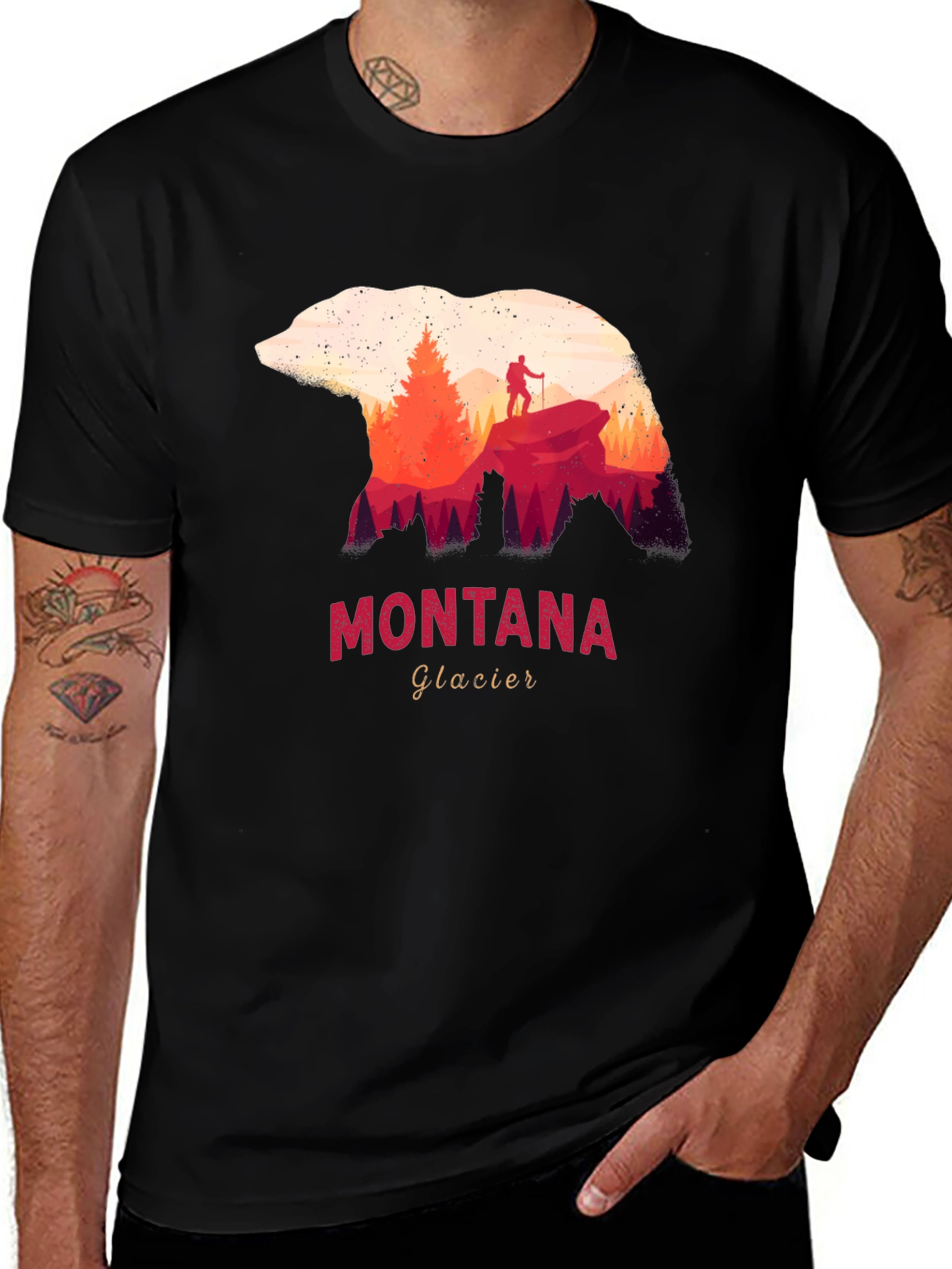 Montana Glacier Bear Silhouette Graphic T-Shirt