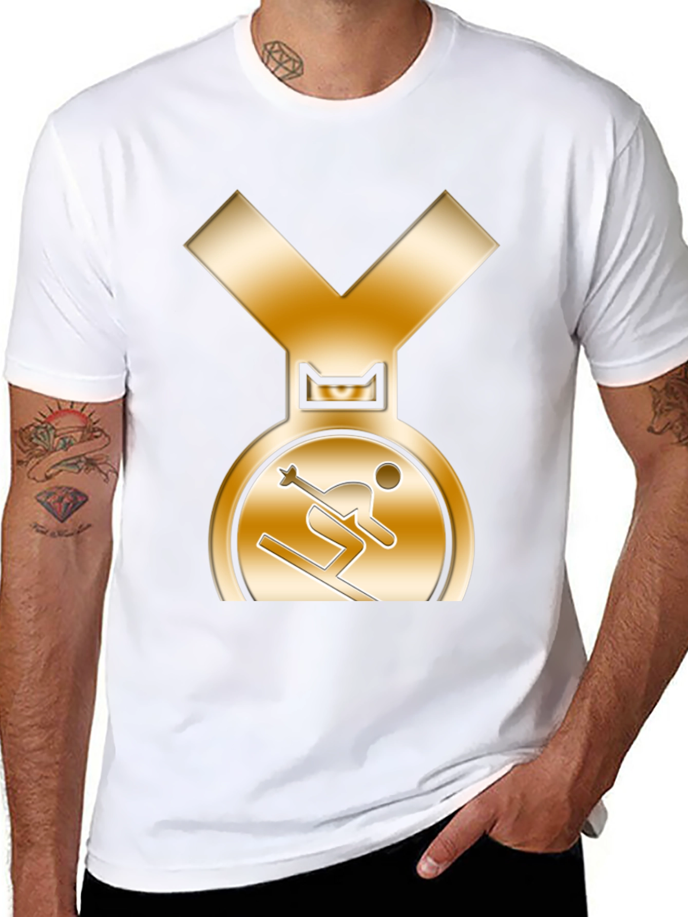 Gold Medal Skier Black T-Shirt