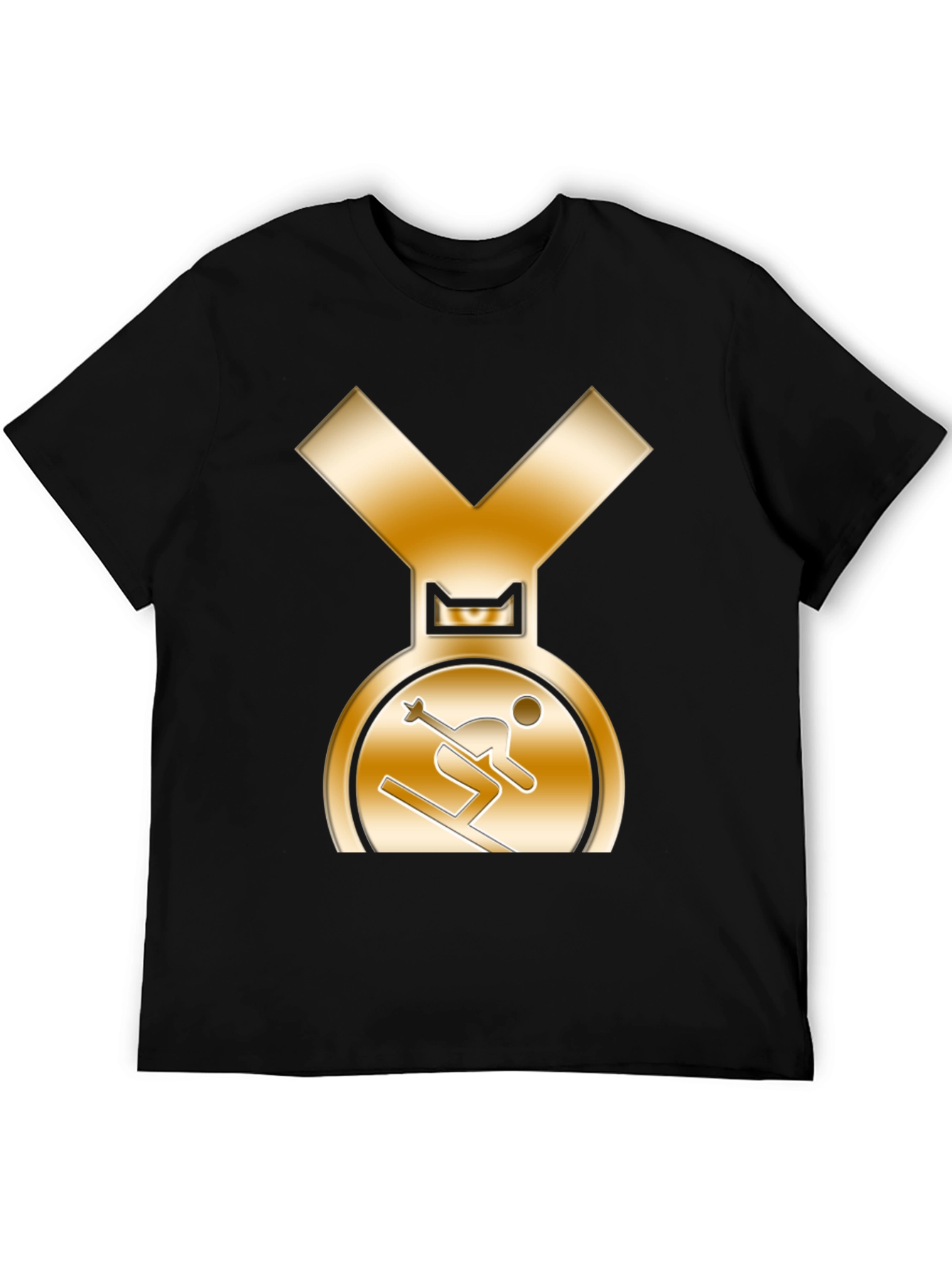 Gold Medal Skier Black T-Shirt
