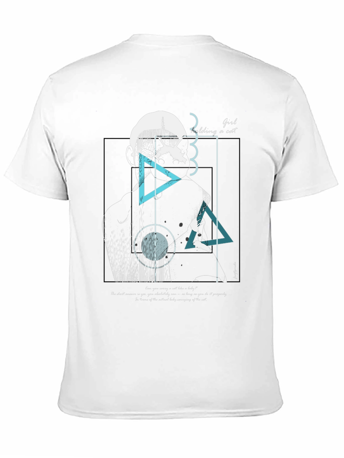 Abstract Girl Holding Cat Graphic Tee