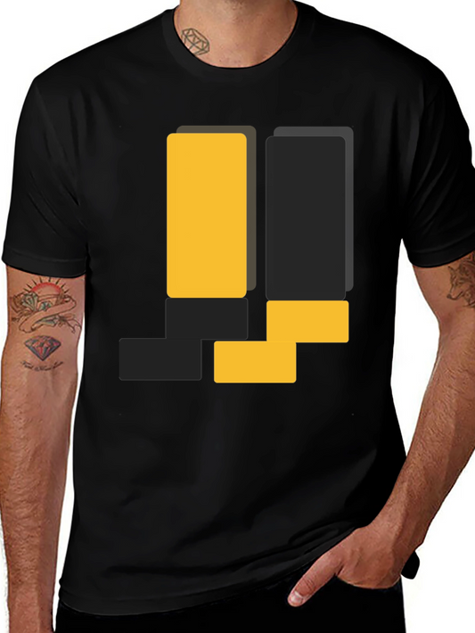 Geometric Block Design Black T-Shirt