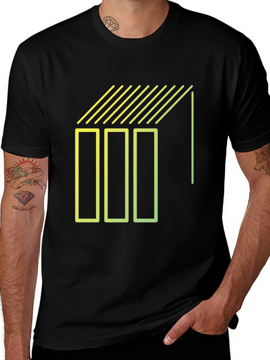 Geometric Line Art Graphic Tee - Modern Style Shirt