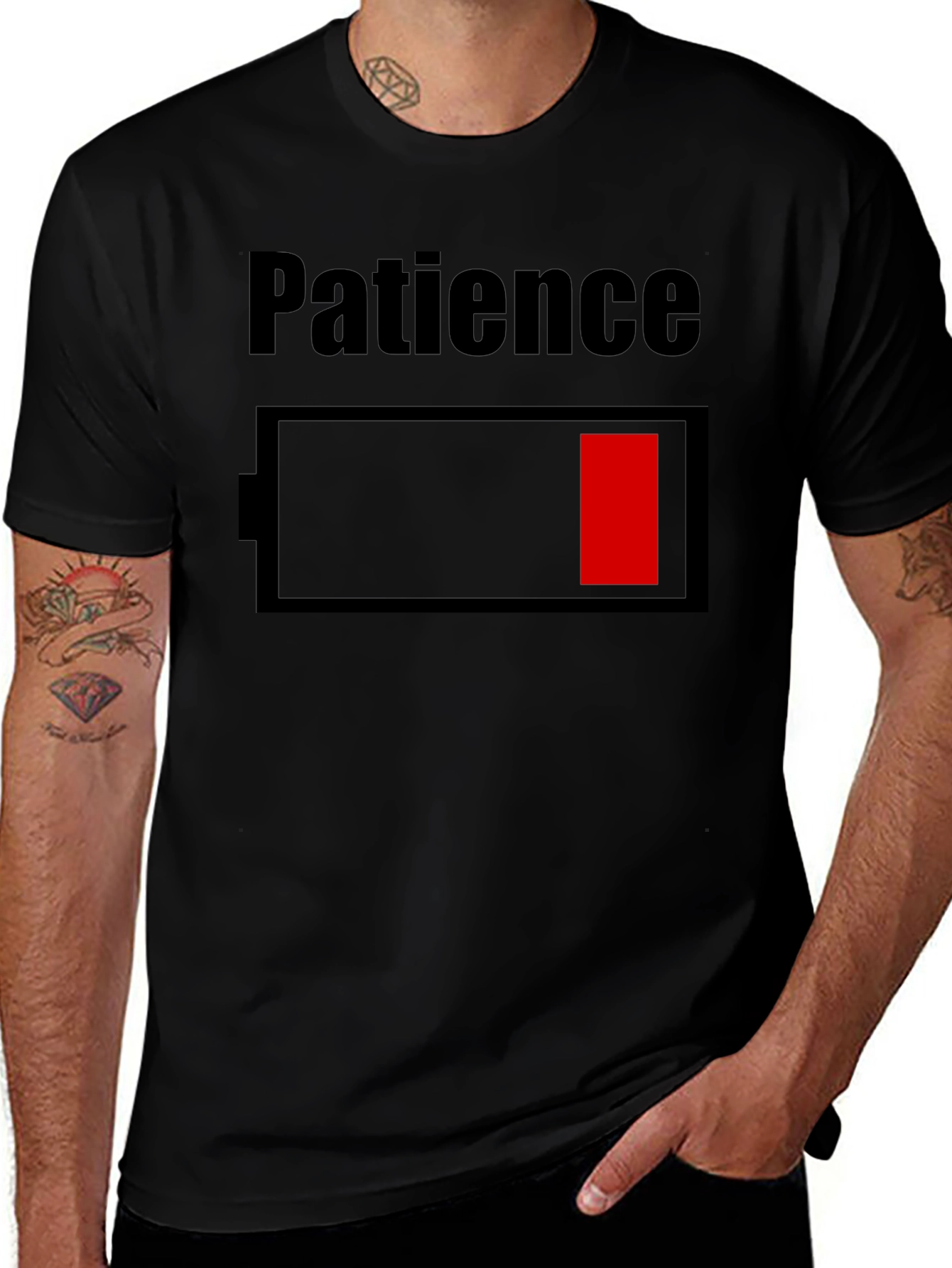 Patience Low Battery Black T-Shirt