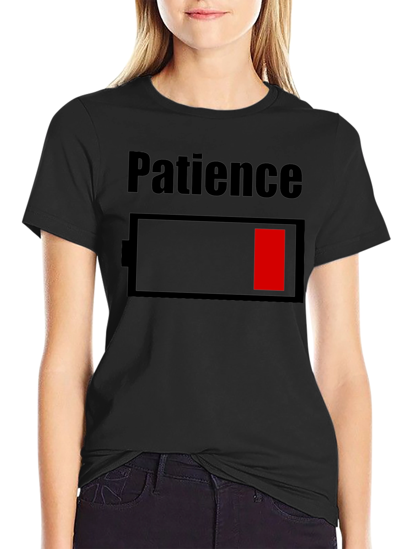 Patience Low Battery Black T-Shirt