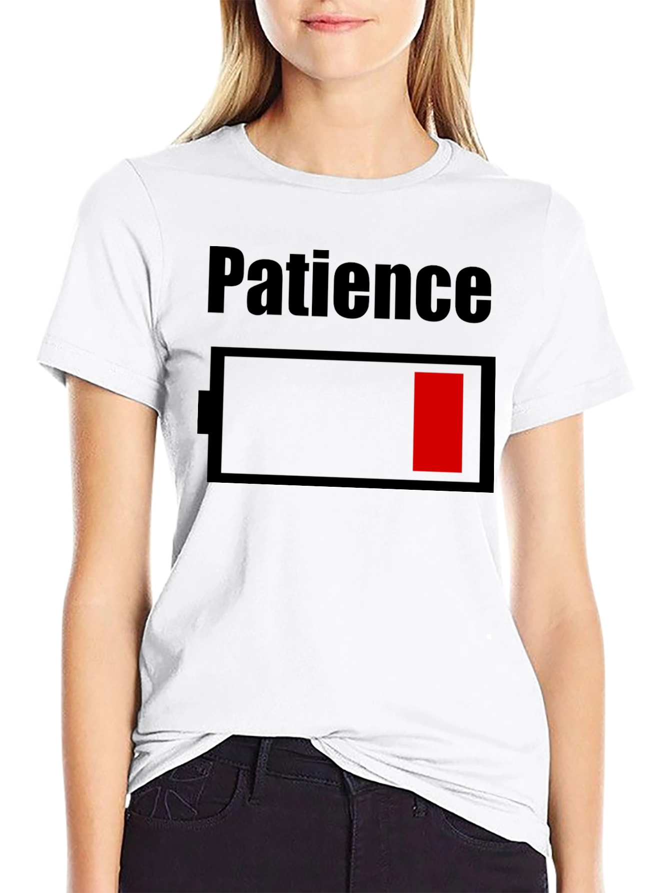 Patience Low Battery Black T-Shirt