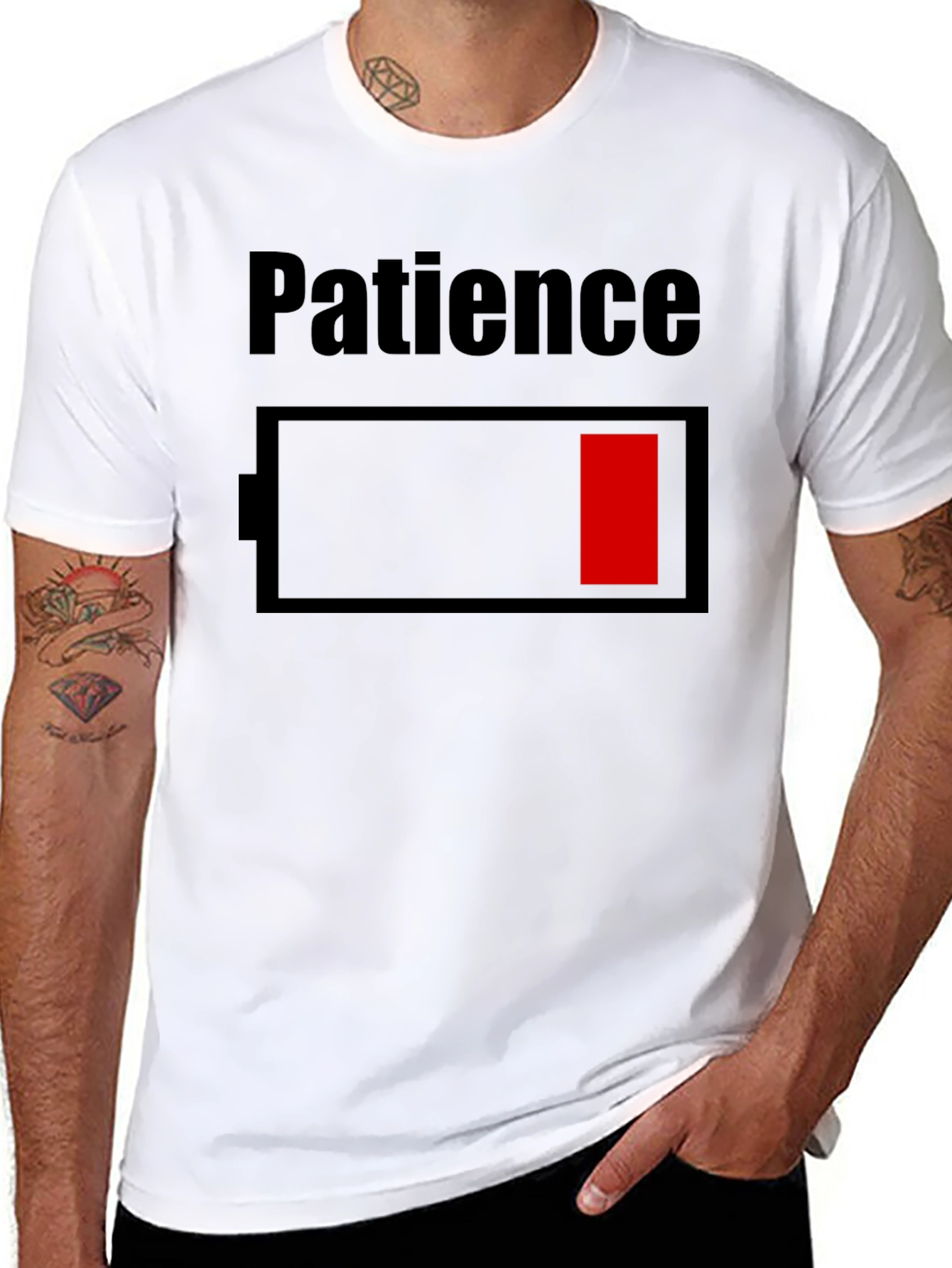 Patience Low Battery Black T-Shirt
