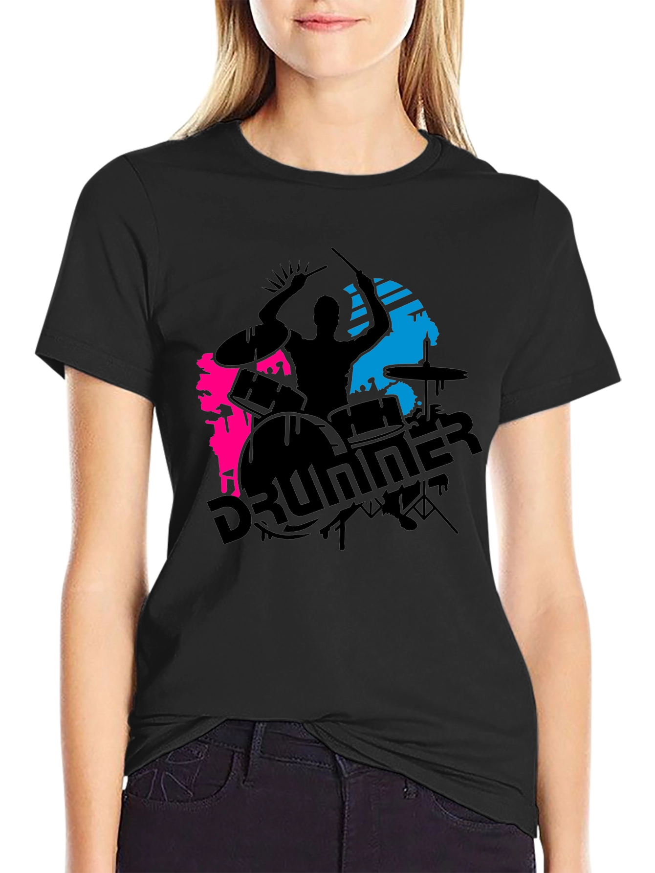 Drummer Graphic Black T-Shirt
