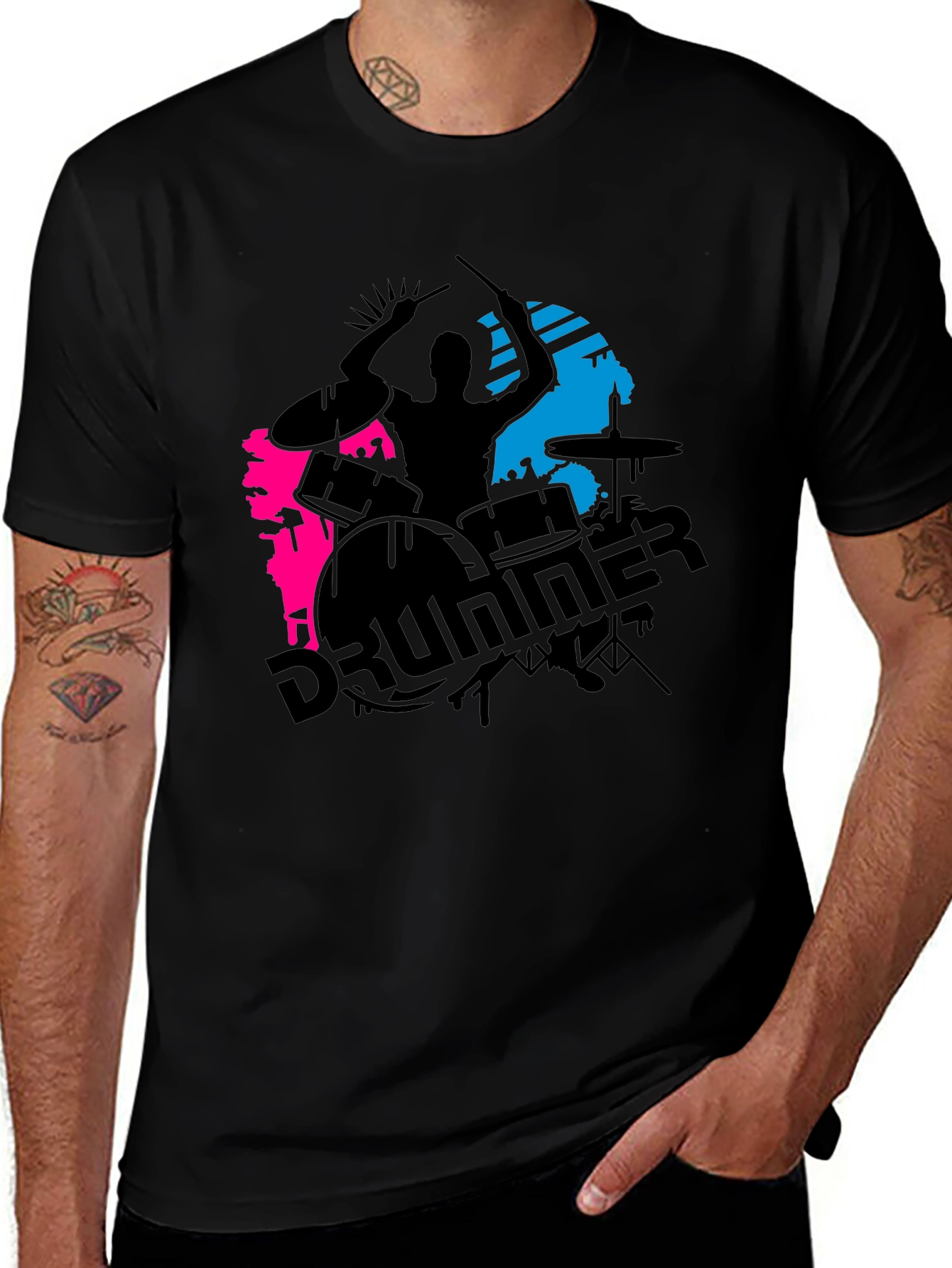 Drummer Graphic Black T-Shirt