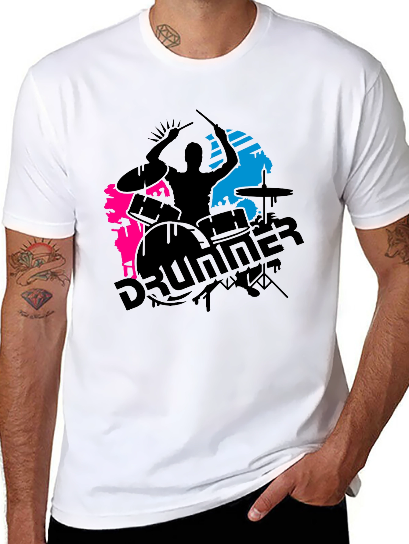 Drummer Graphic Black T-Shirt
