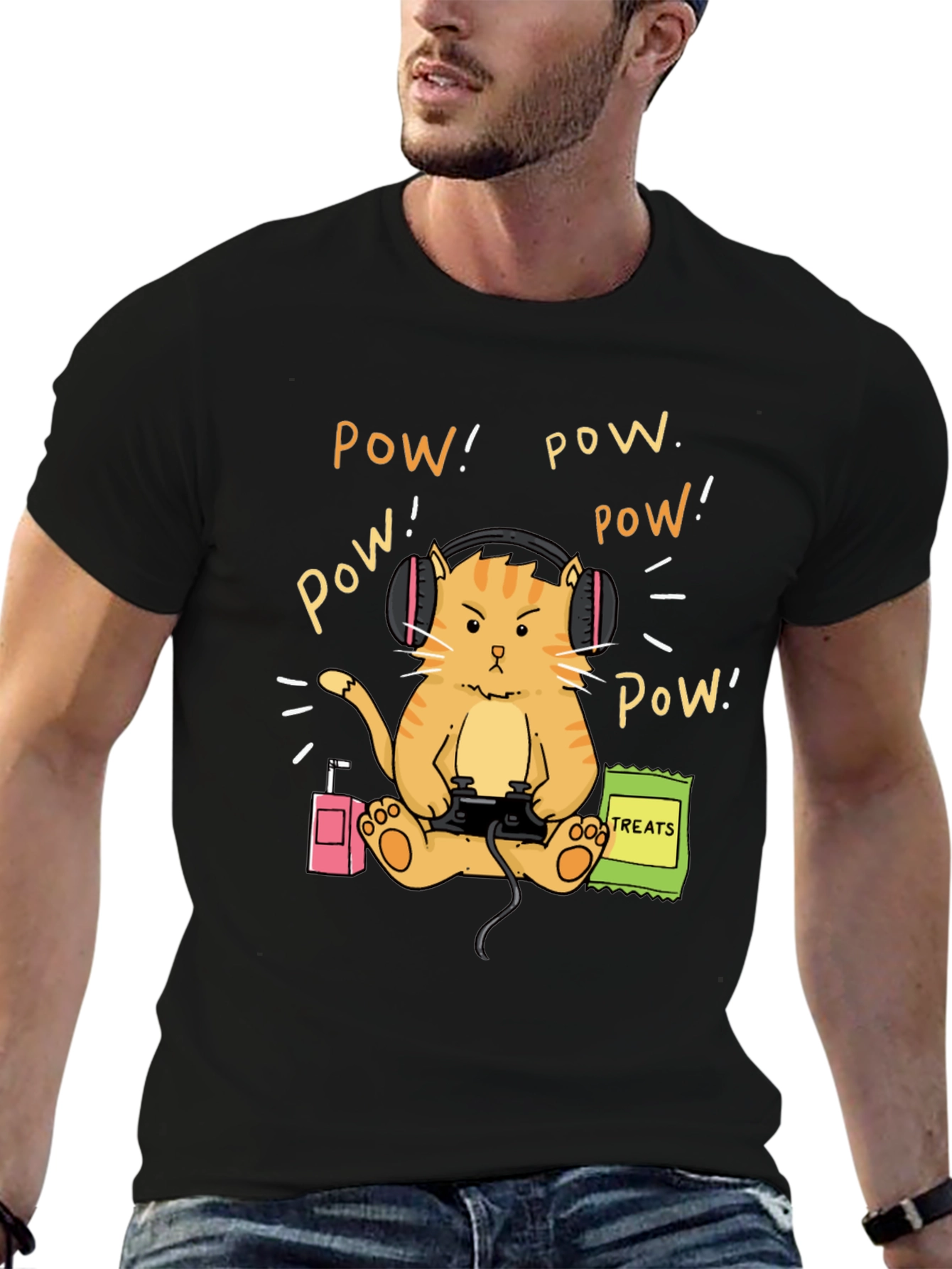 Gamer Cat T-Shirt - Funny Orange Tabby Design